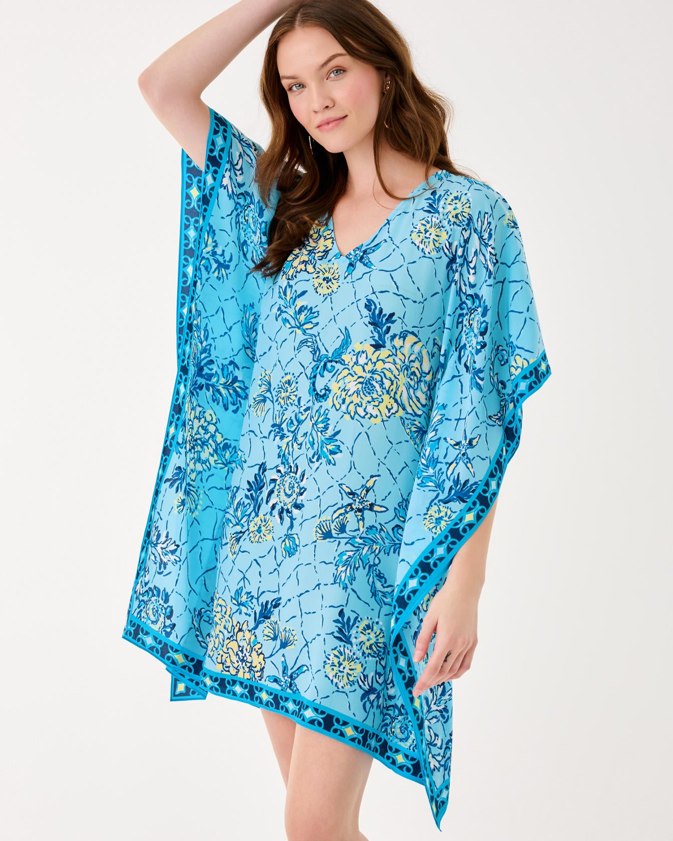 Lindamarie Silk Caftan Bellevue Blue Breakers Beach Engineered Caftan