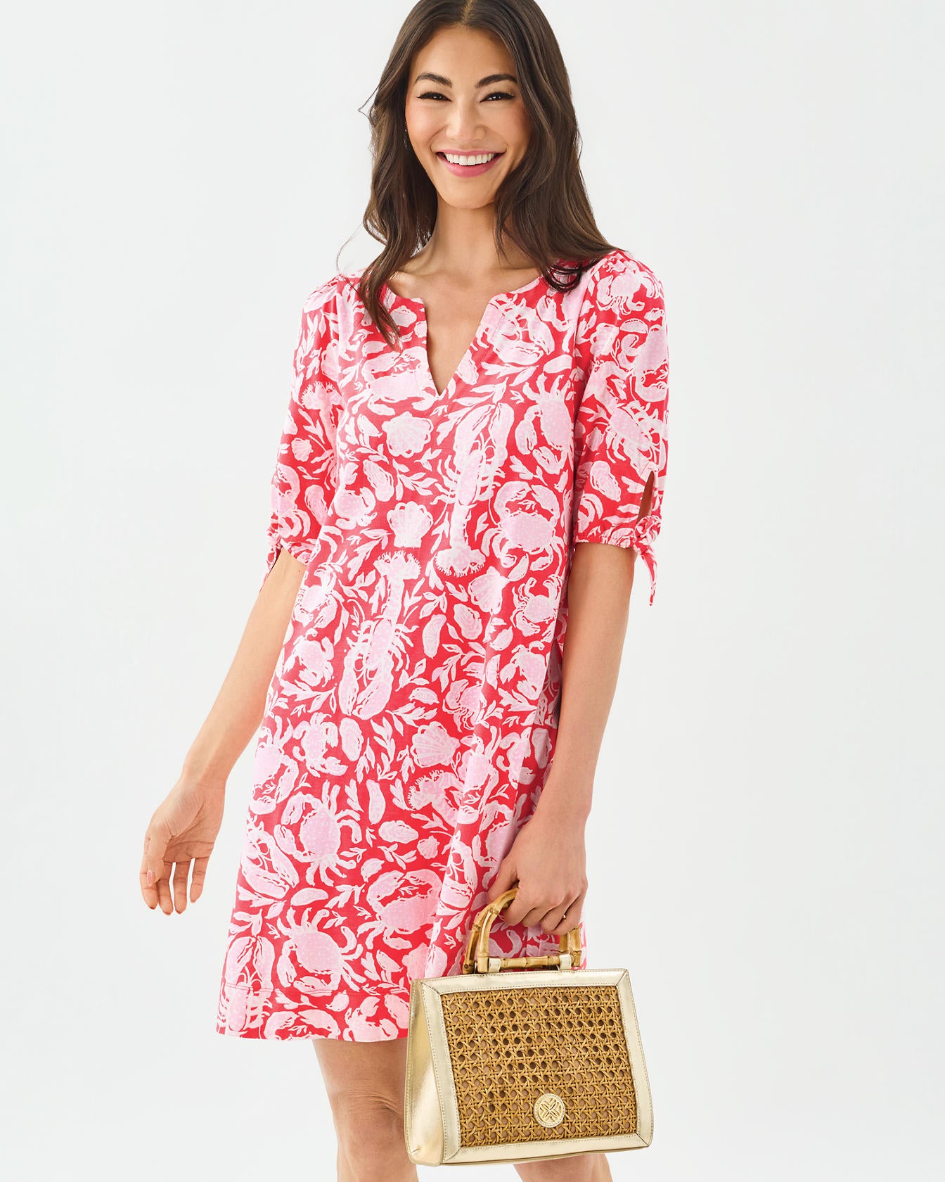 EASLEY KNIT DRESS CANE CORAL CRAB