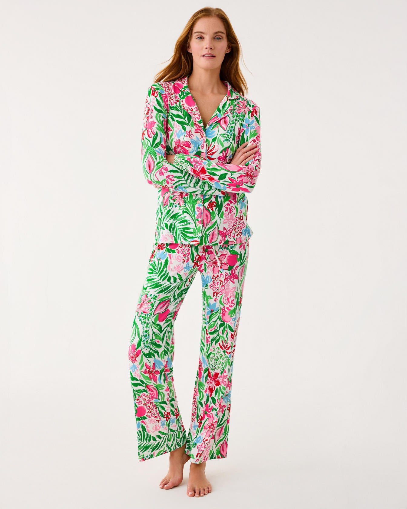 Pj Knit Pant Multi Glowing Gardens
