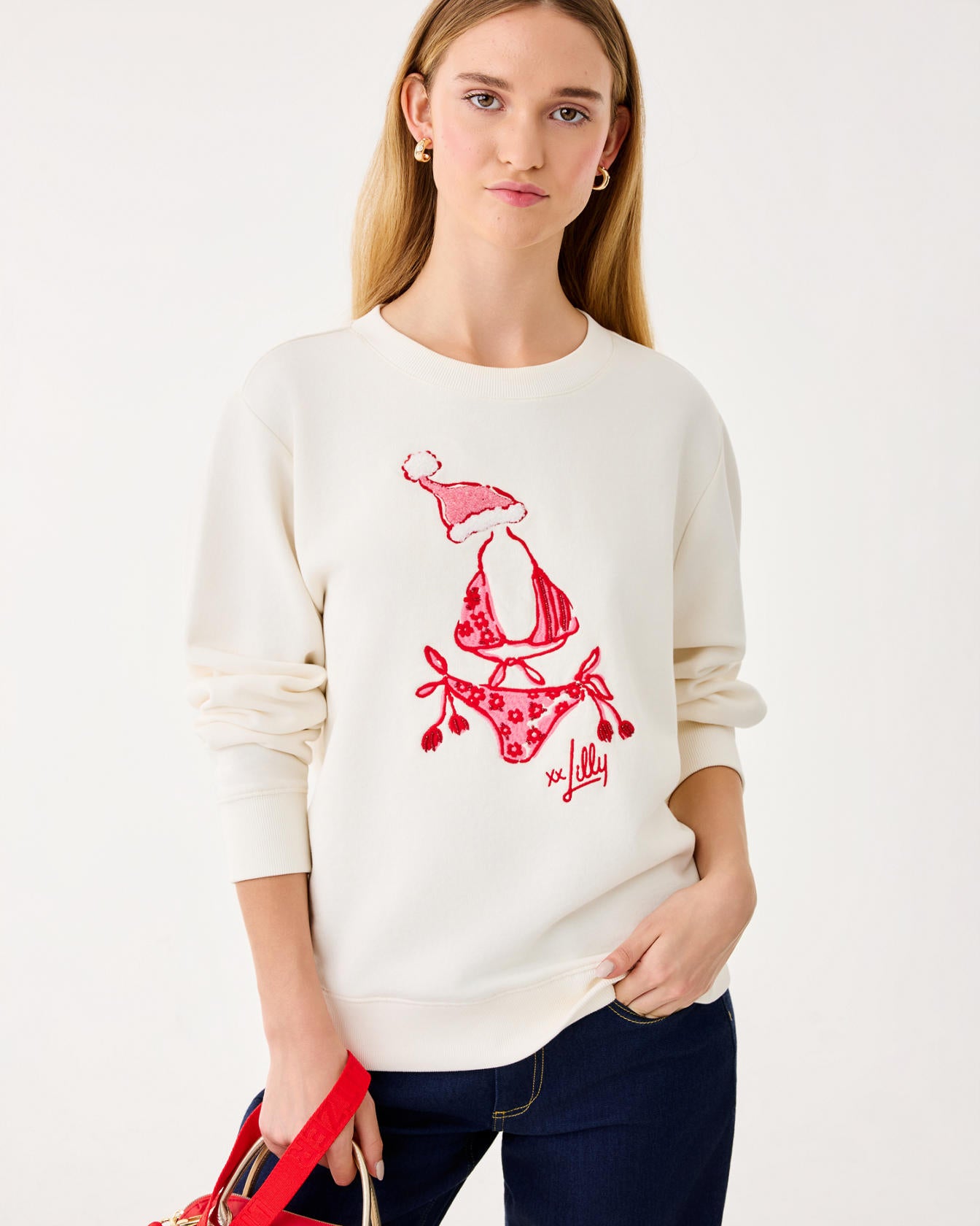 Ballad Long Sleeve Sweatshirt Coconut Festive Frocks Embellishment