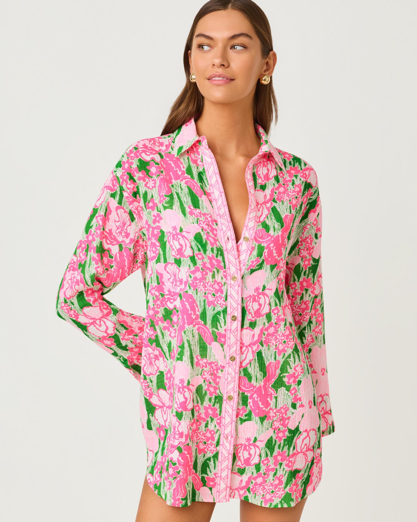 Kwitney Long Sleeve Cover Putting Green Hannah Engineered Coverup