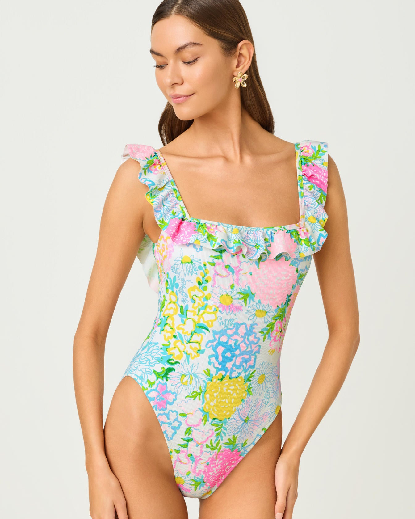 Aemma Ruffle One Piece Swimsuit Multi Lilly Garden