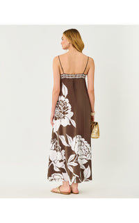 Jesslyn Silk Maxi Slip Dress In Oversized Marni Engineered Woven Maxi