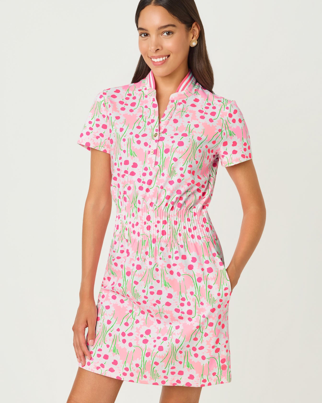 Love Active Dress UPF 50+ Conch Shell Pink Lil Sunny Daisies