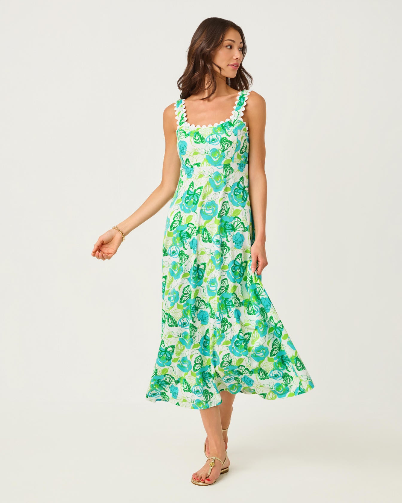 Dwyer Midi Dress Resort White Monarch Rose