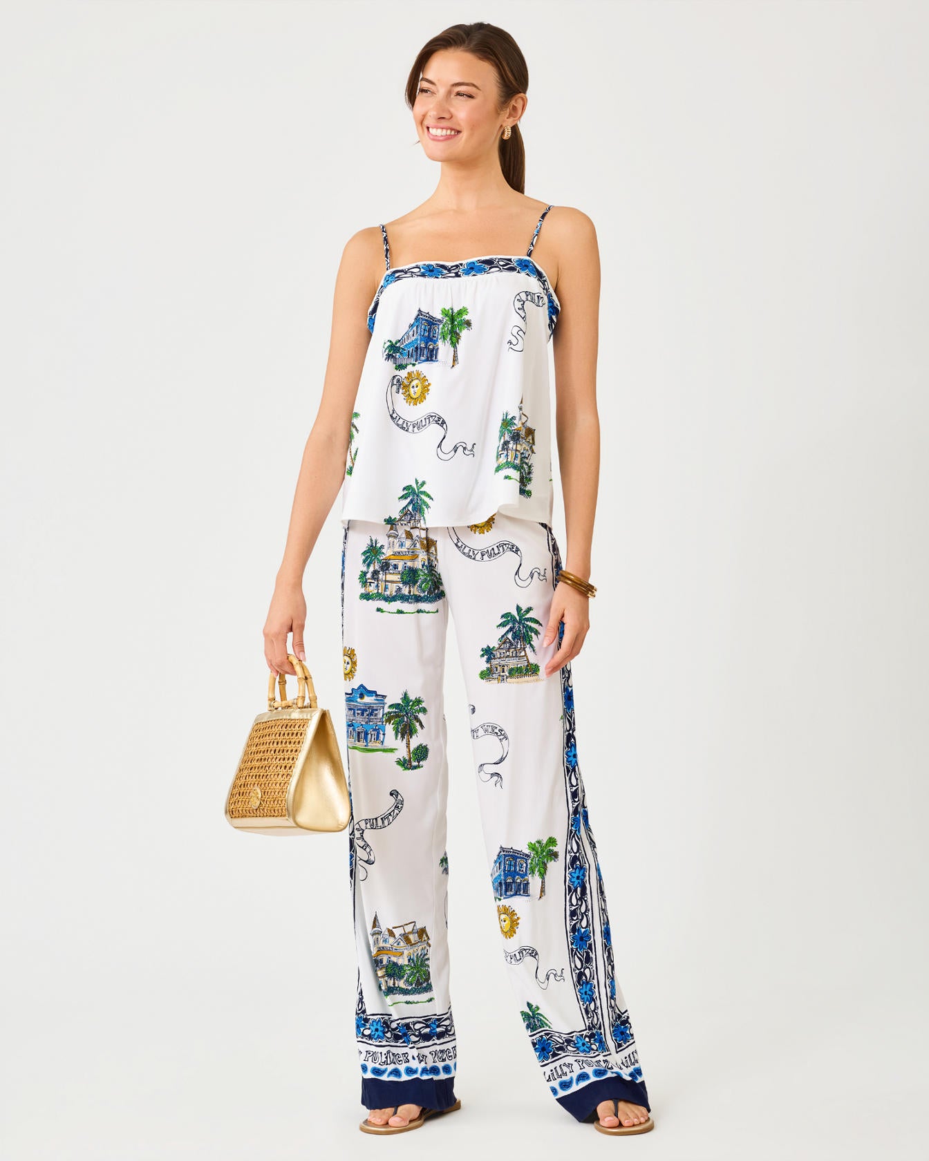 BAL HARBOUR STRETCH PALAZO PANTS IN KEY WEST TOILE
