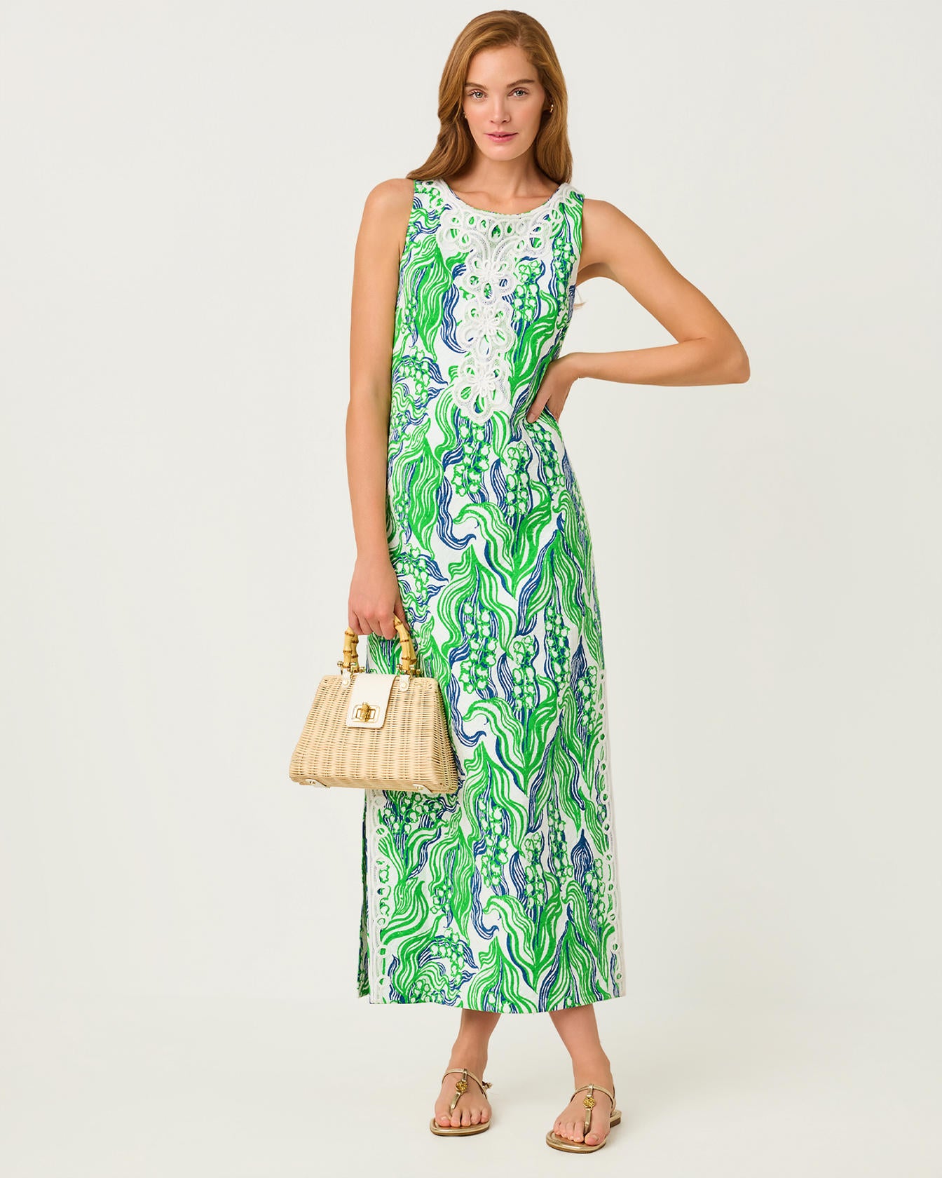 Marleigh Stretch Maxi Shift Putting Green Oversized Lilly Of The Valley