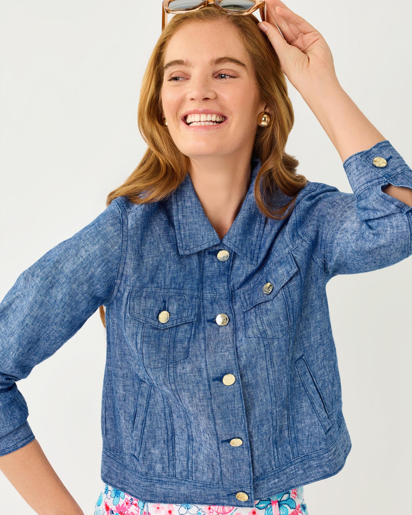 Seaspray Linen Jacket In Starlight Navy X Resort White