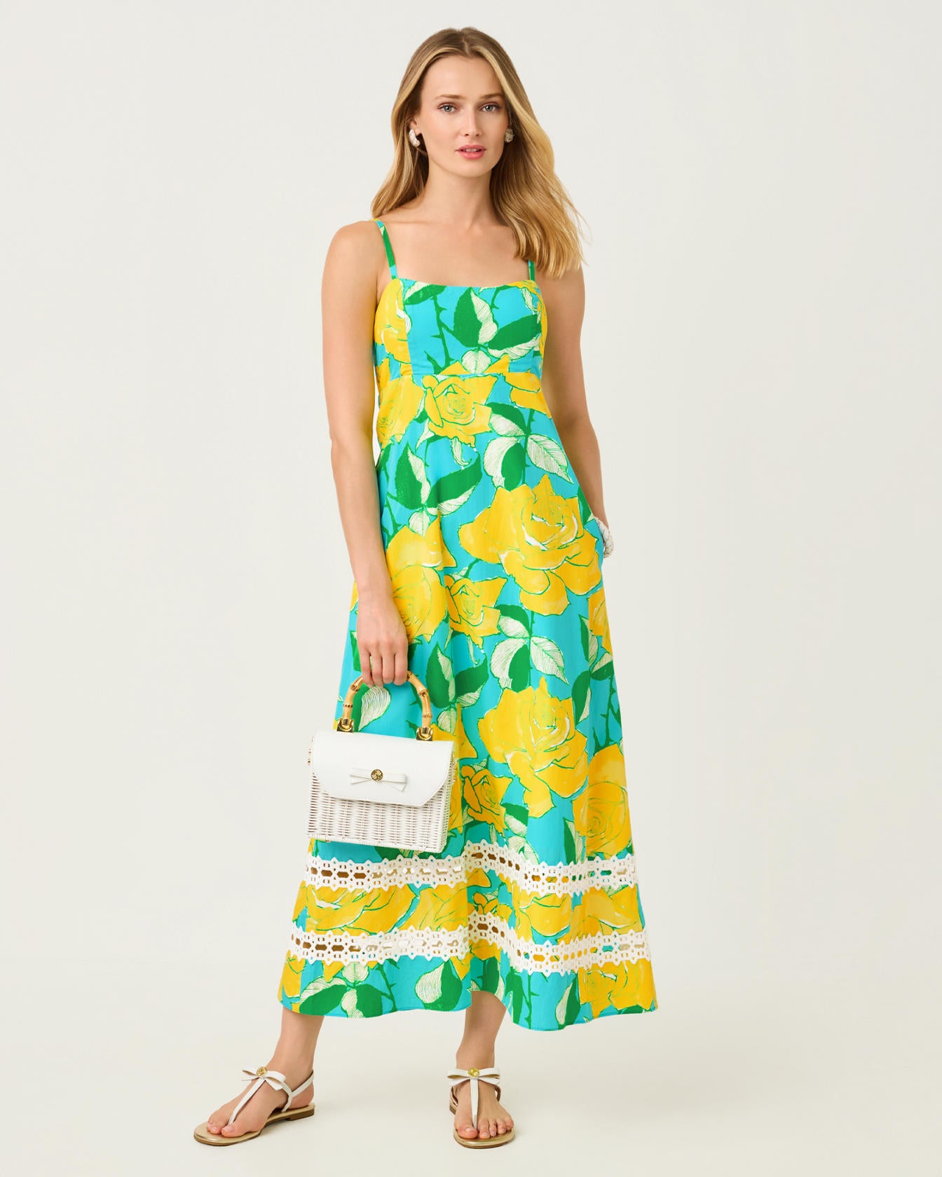 Haliey Midi Dress Blue Curacao Rose Bud