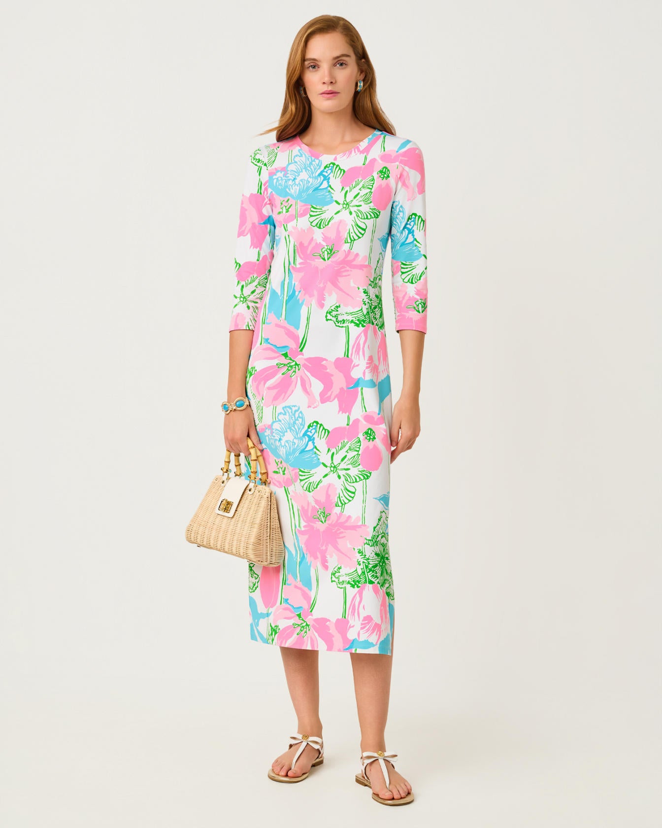 Deena UPF 50+ Dress Resort White Oversized Viney Liney