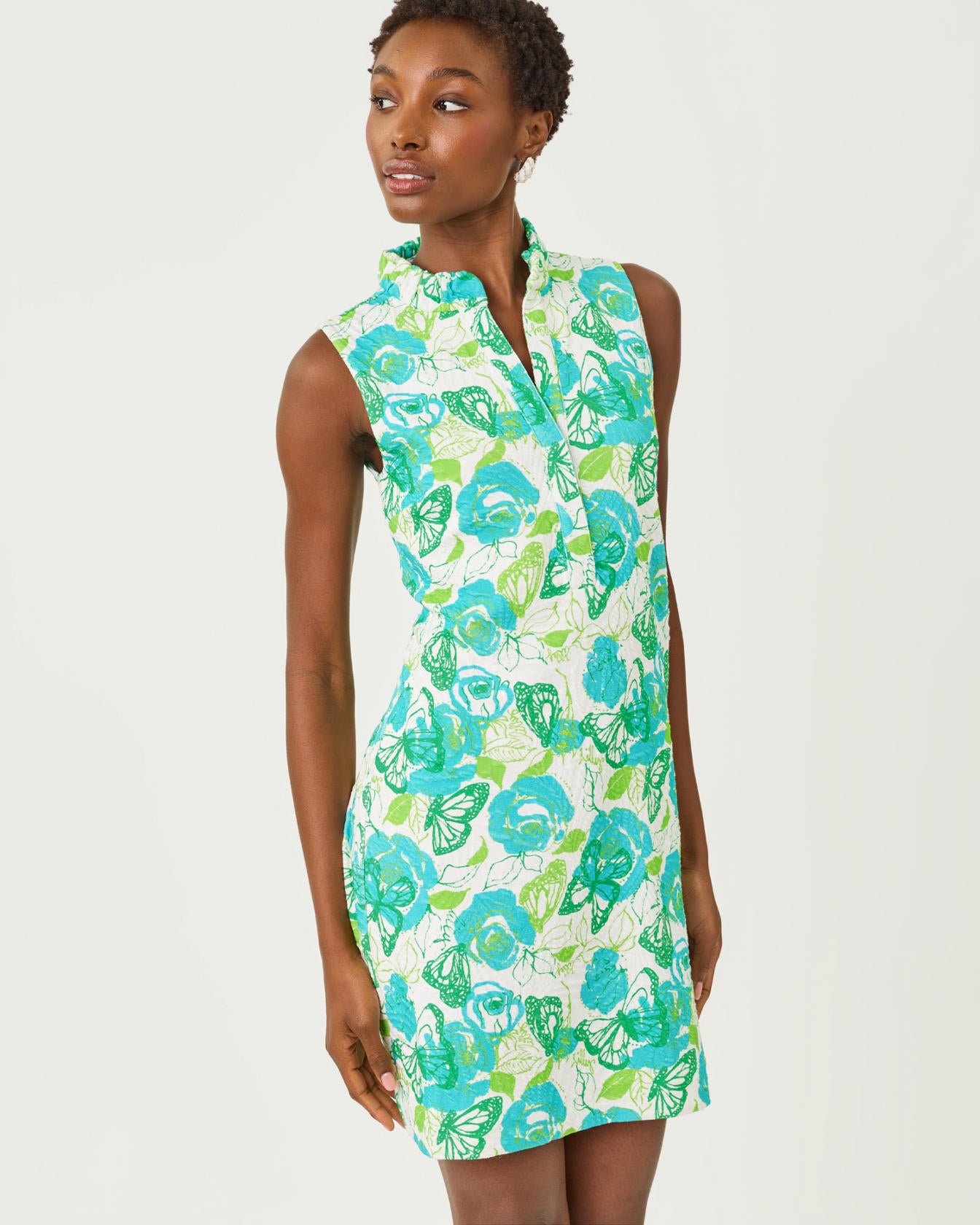 Elsey Shift Dress Resort White Monarch Rose