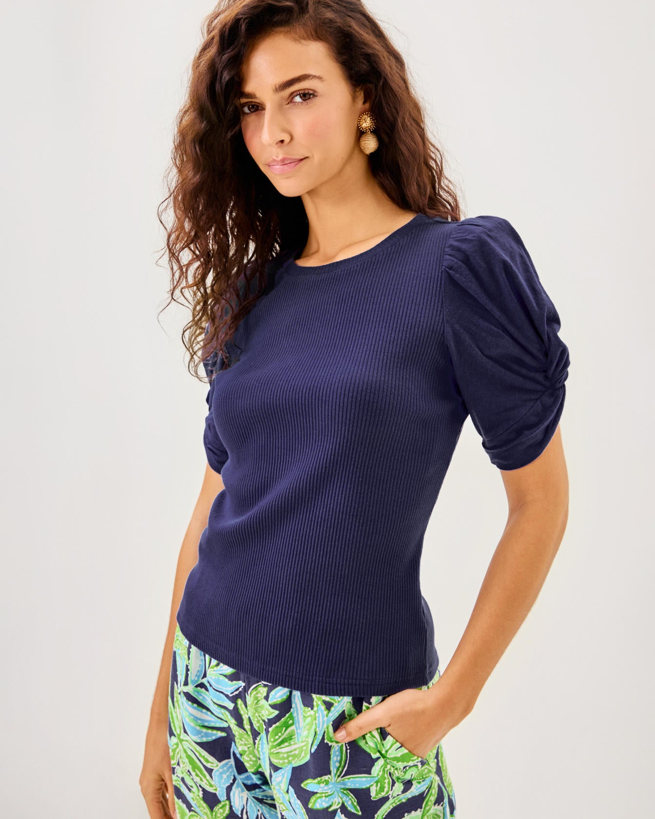 IGBY KNIT TOP SAPPHIRE POOL