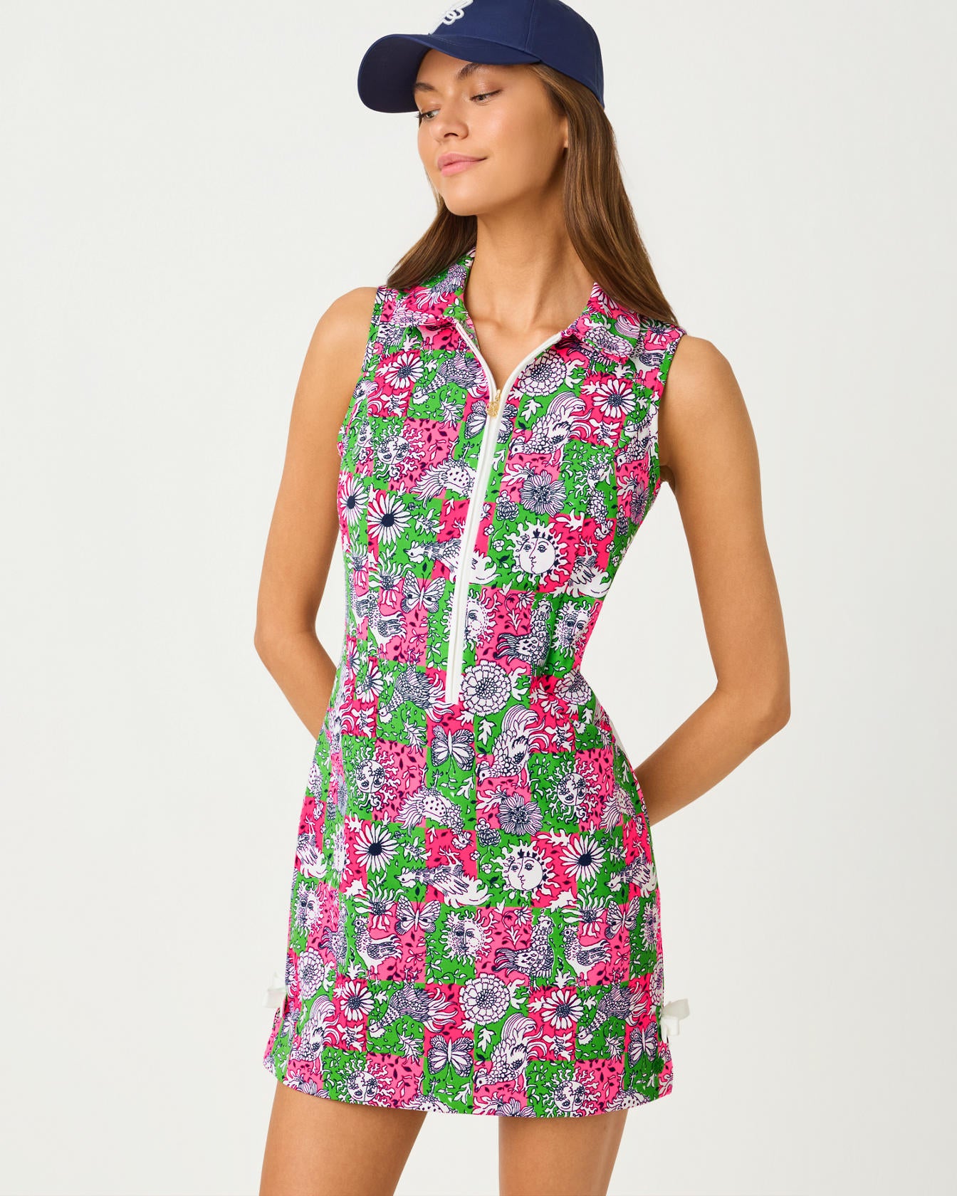 Kathy Bow Dress UPF 50+ Cherry Blossom Pink Lil Chicken Check Golf