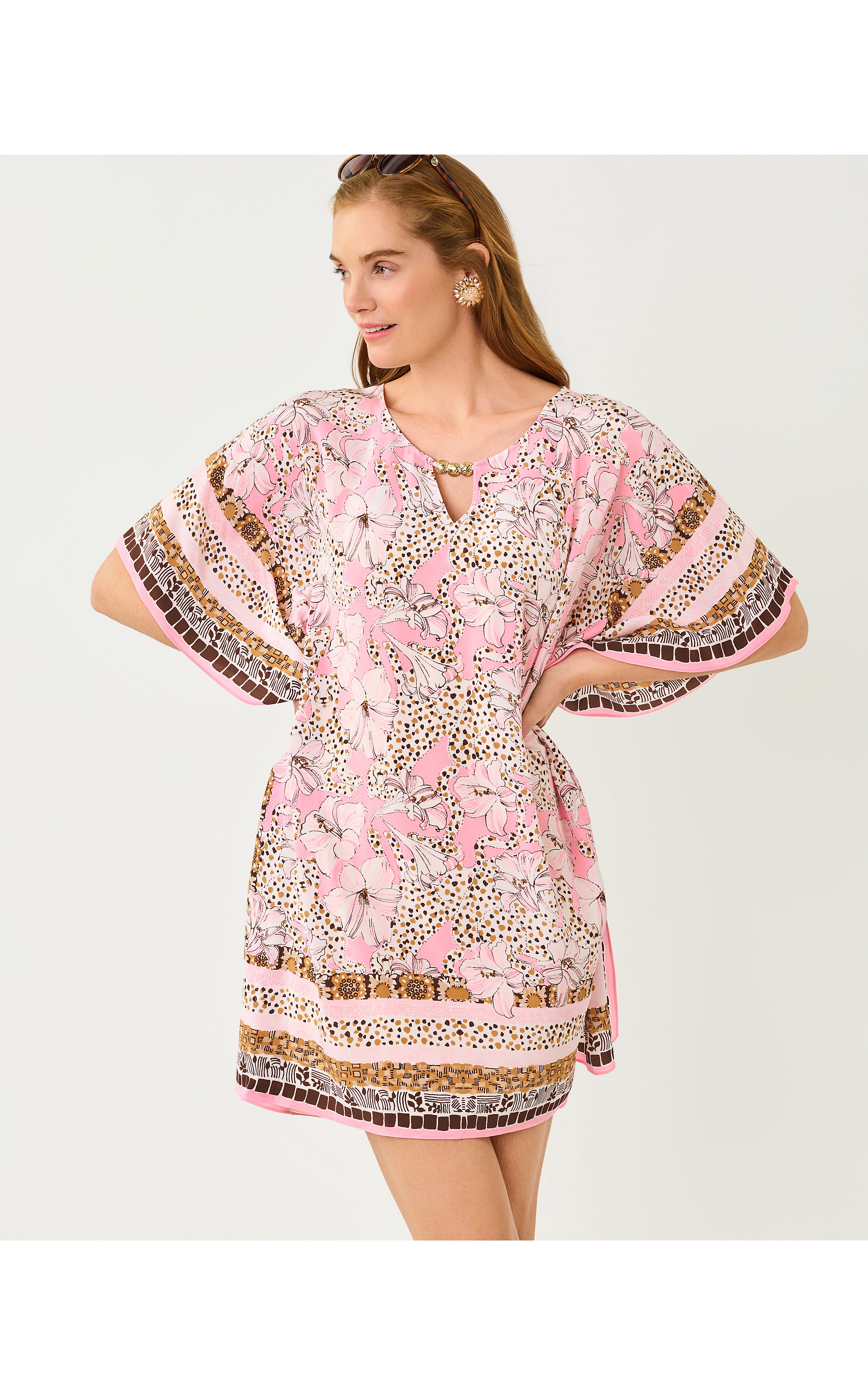 Lindamarie Silk Caftan In Wildness Engineered Woven Caftan