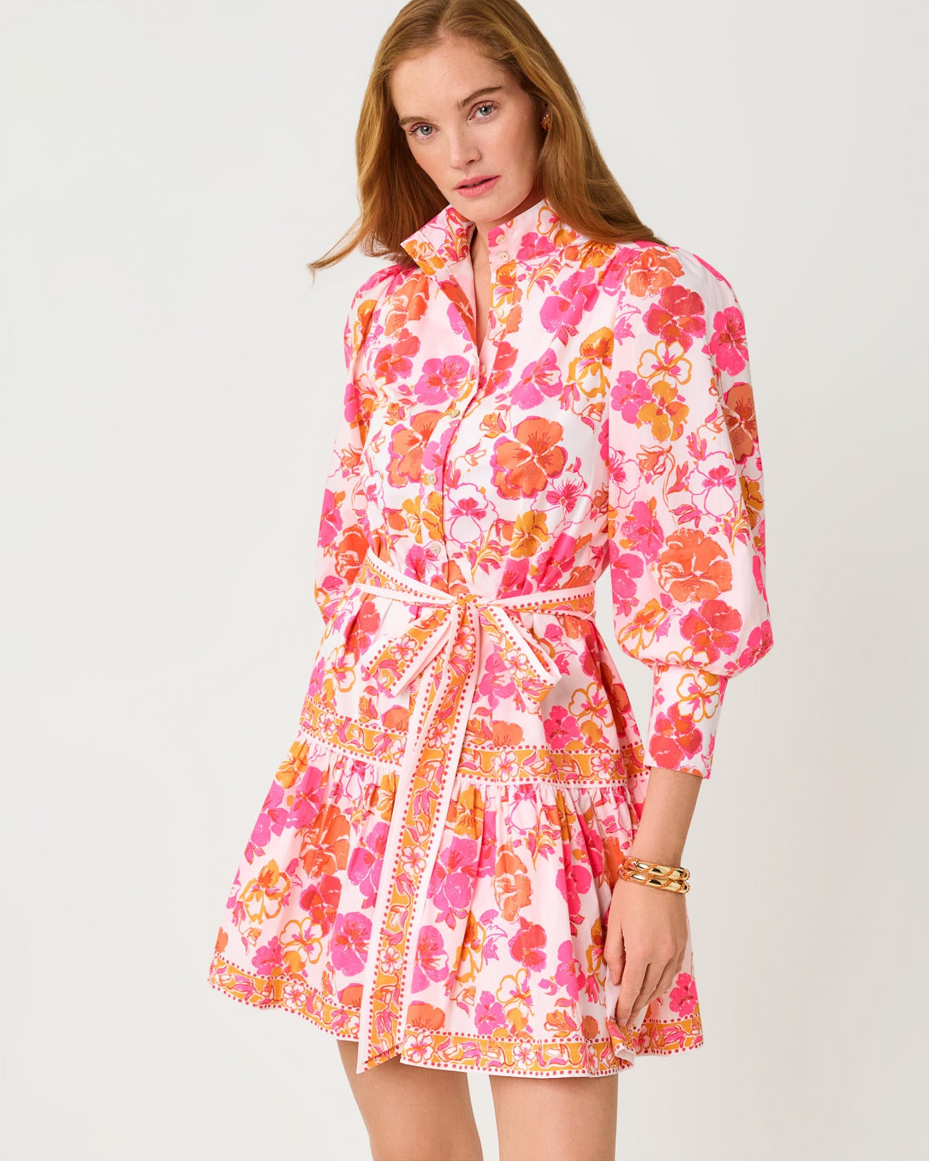 Drena Dress In Pansy Fansy Engineered Woven Dress