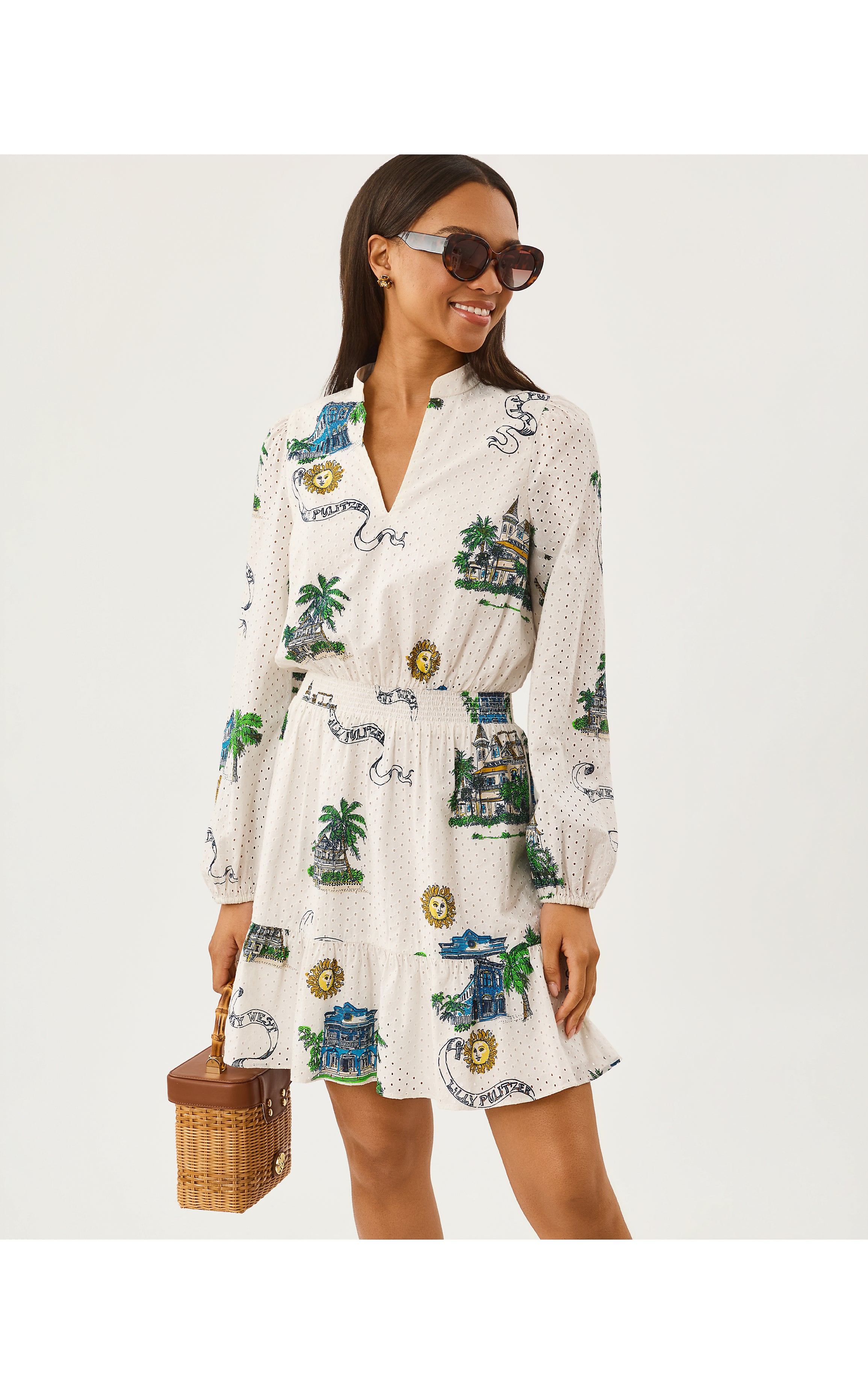 AXTON EYELET DRESS IN KEY WEST TOILE