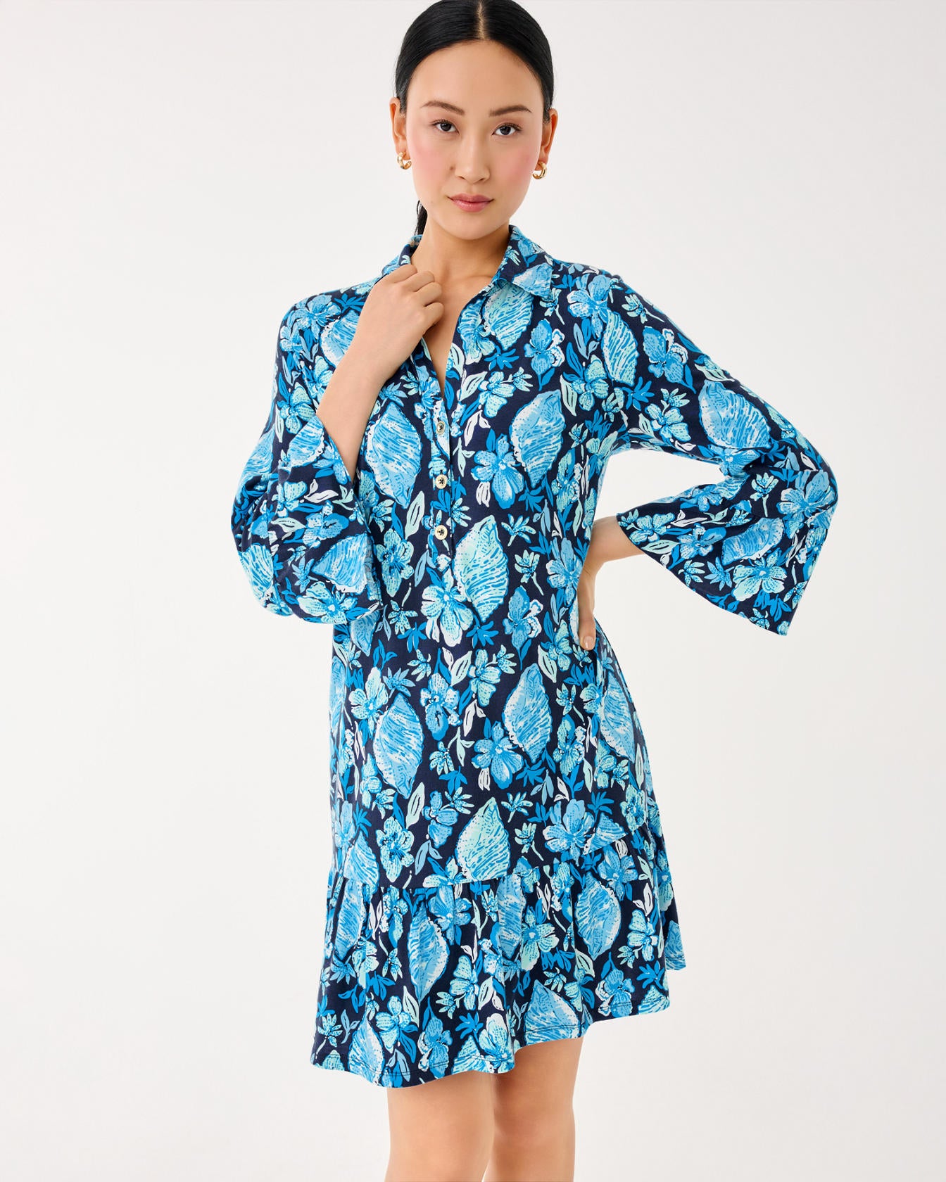 Delany Dress Low Tide Navy Seashell Splendor