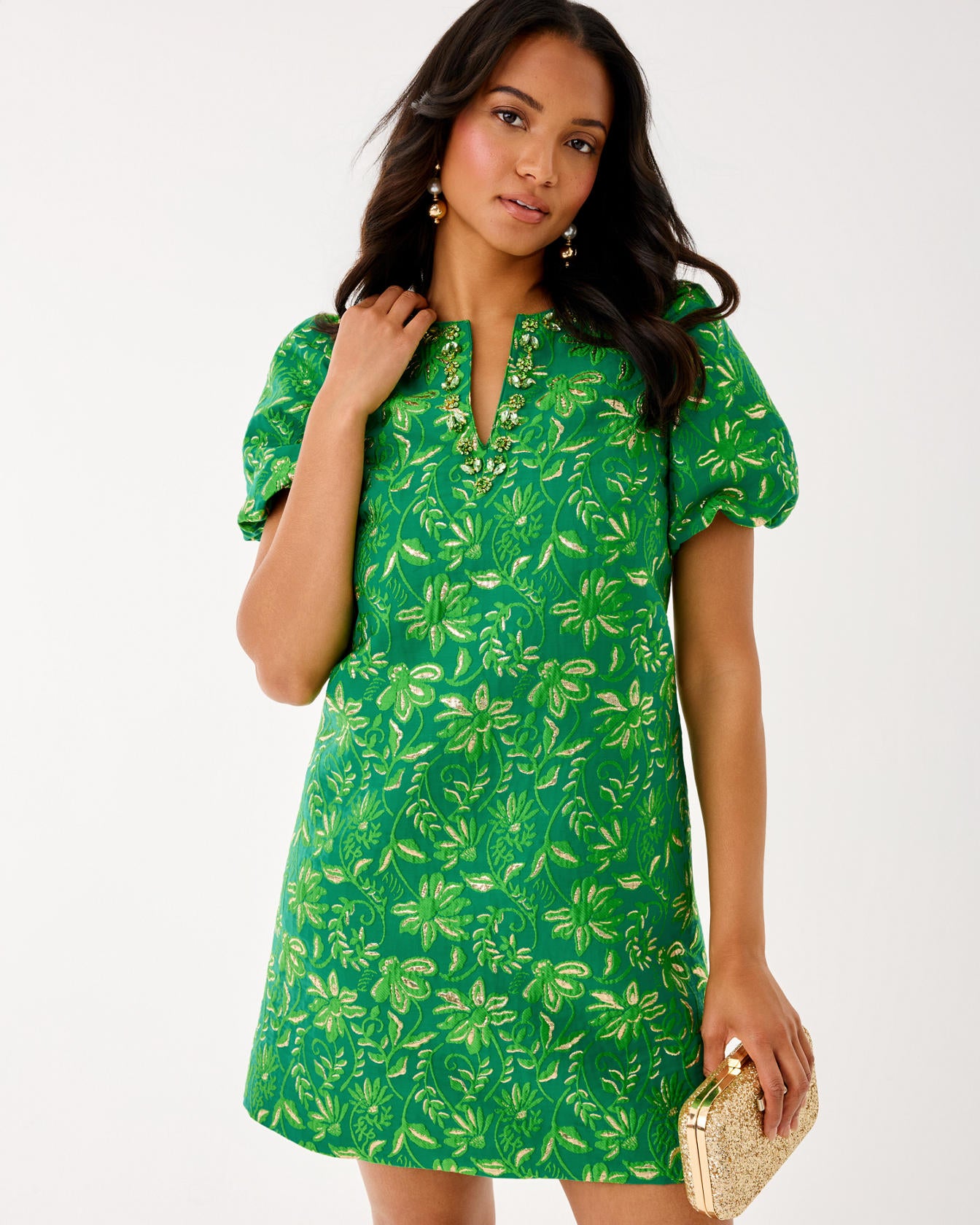 Jarren Dress Bamboo Green Sunseeker Jacquard