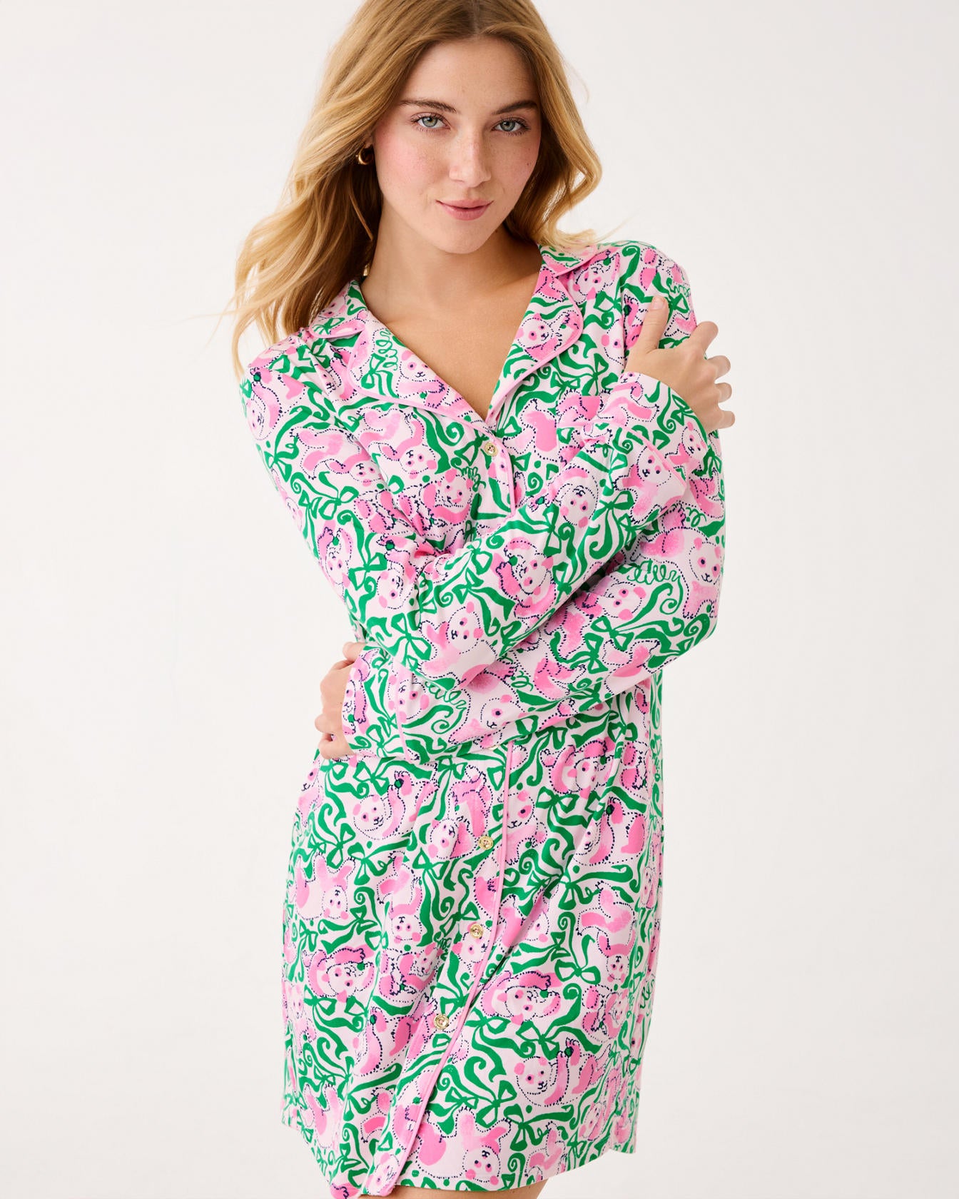Brona Pj Sleepdress Pink Quartz Panda N Bows