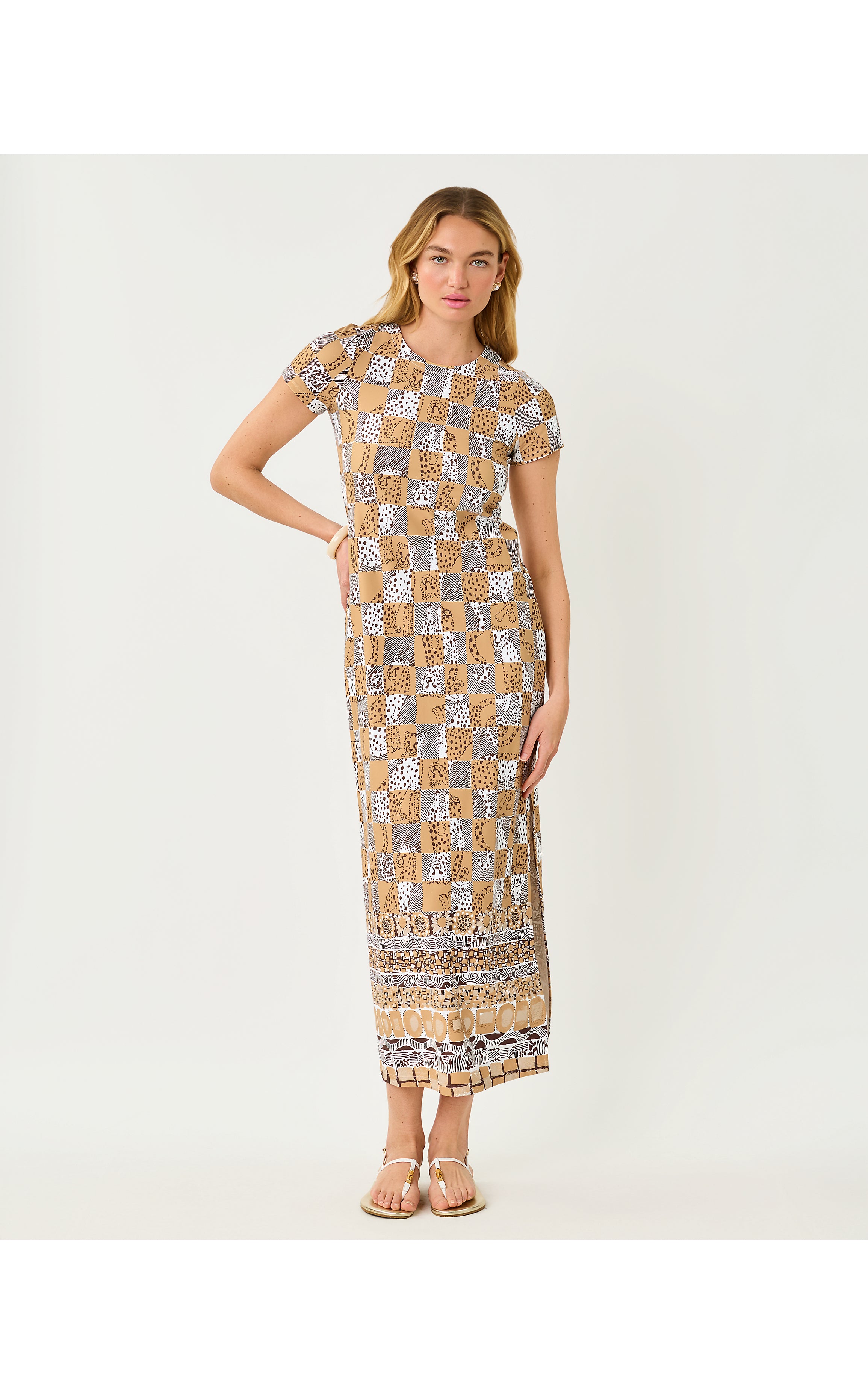Kaden Upf 50+ Maxi Dress In Cheetah Checks Engineered Chillylilly