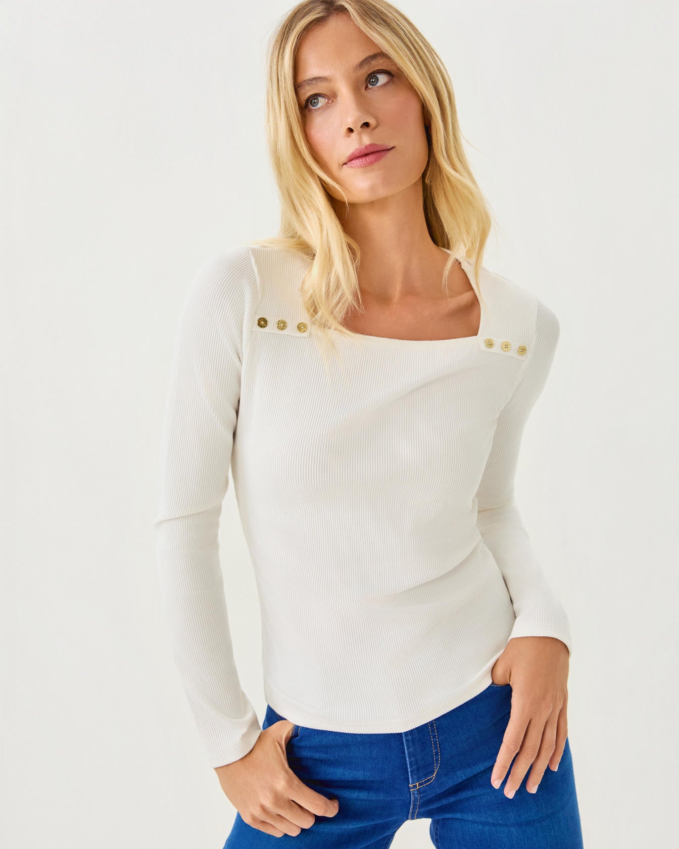 BEATY LONG SLEEVE KNIT TOP COCONUT