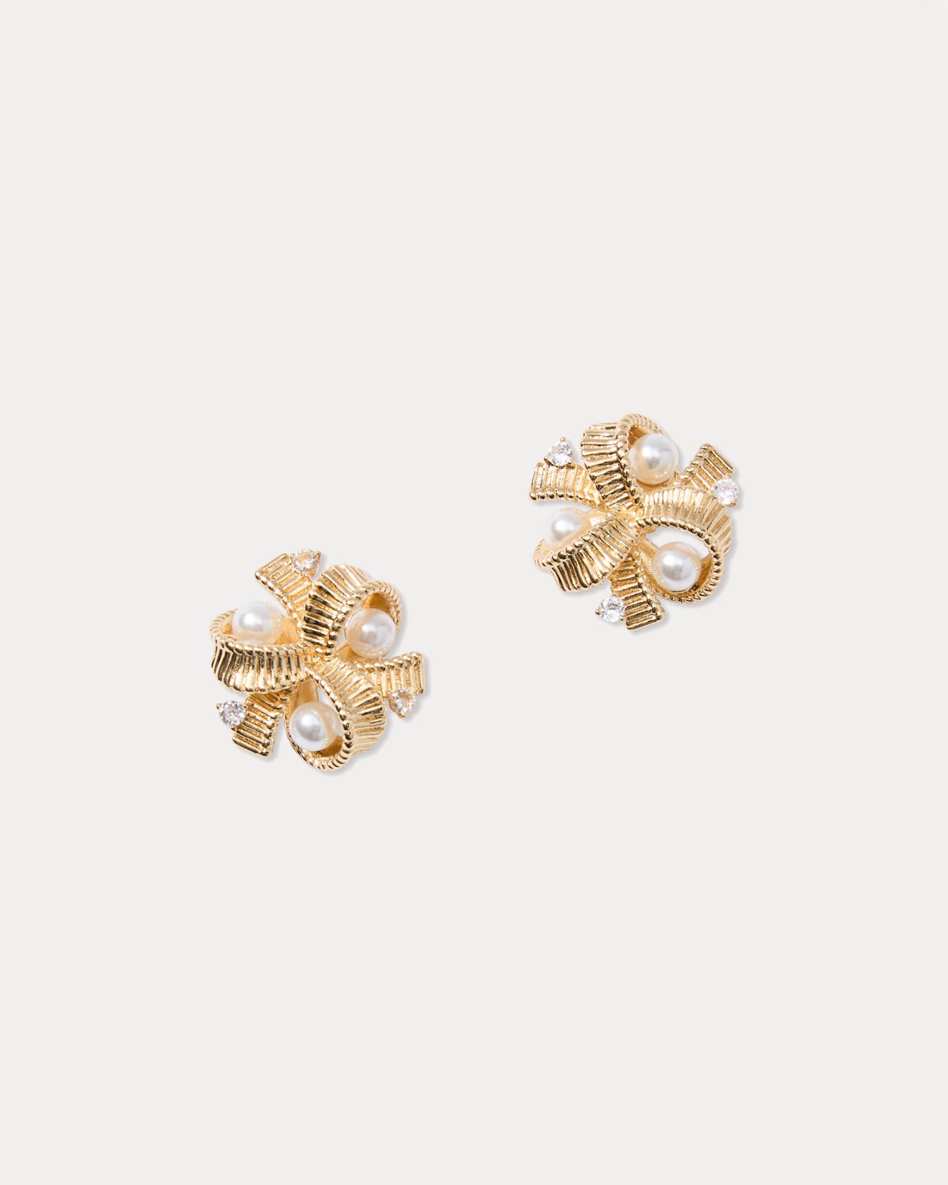 Tis The Season Pearl Cluster Gold Metallic Earrings