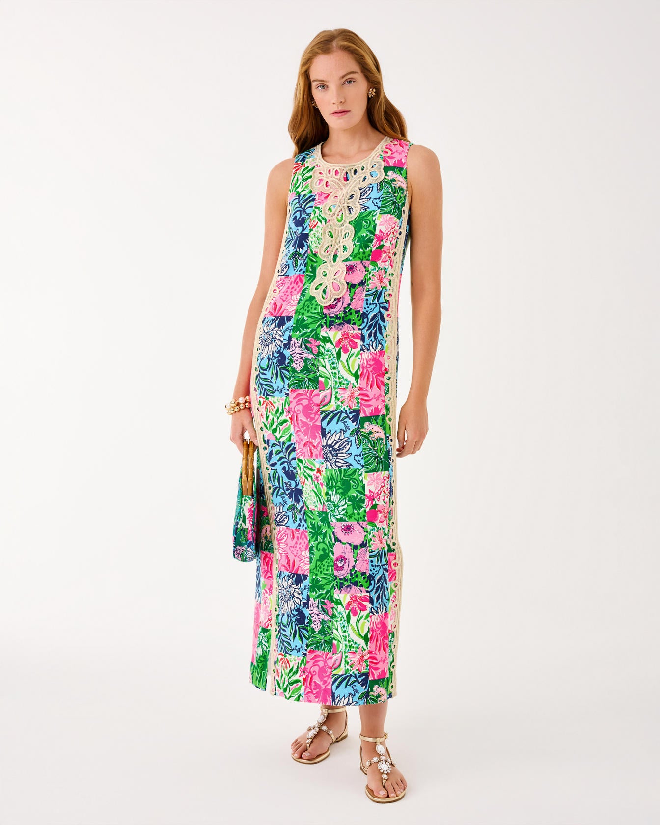 Edita Maxi Shift Dress Multi Party Punch Patch