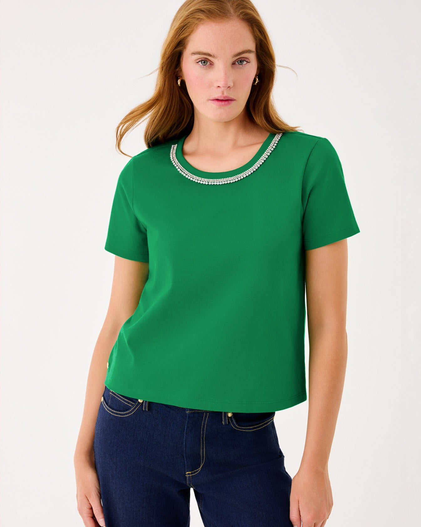 Clairmont Rhinestone Knit Bamboo Green