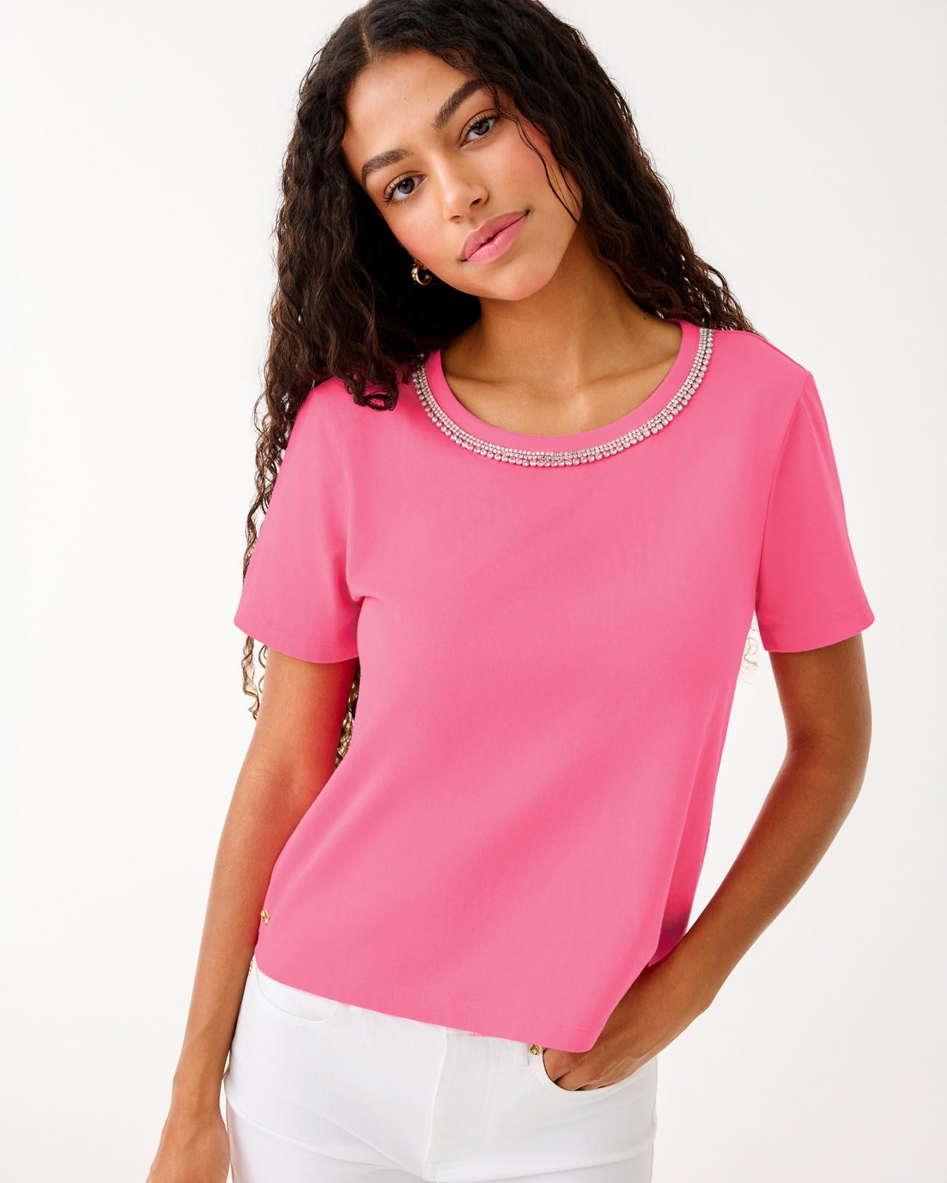 Clairmont Rhinestone Knit Confetti Pink