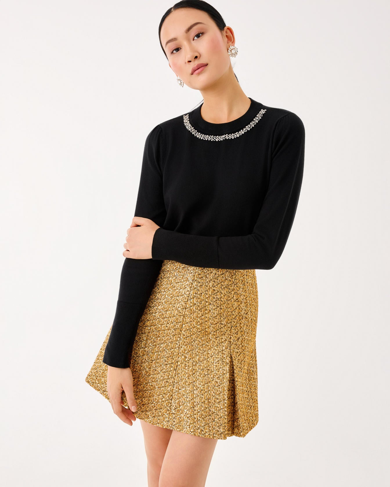 Cammi Boucle Mini Skirt Gold Metallic Golden Glow Boucle