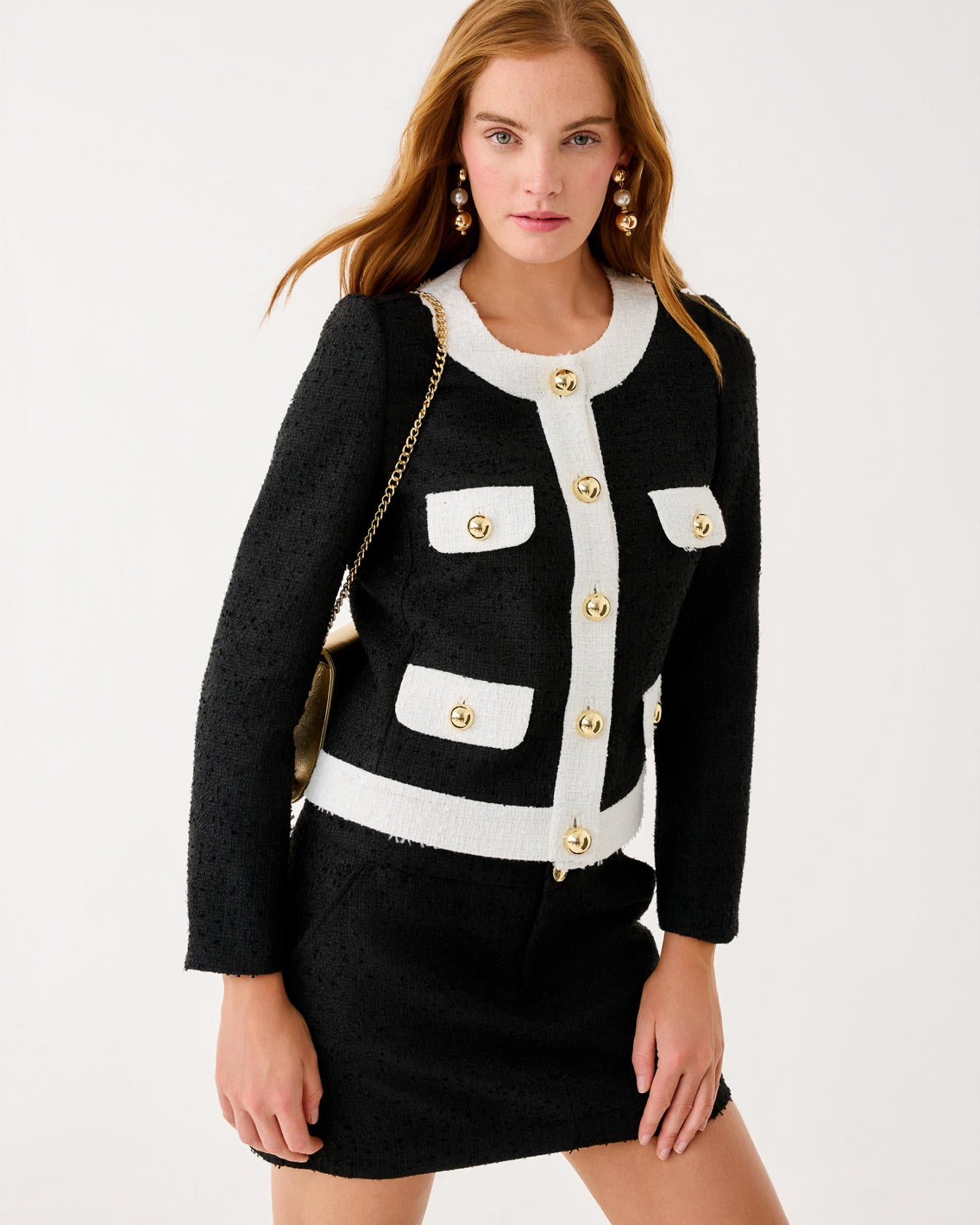 Clydie Boucle Jacket Noir Chic Chick Boucle