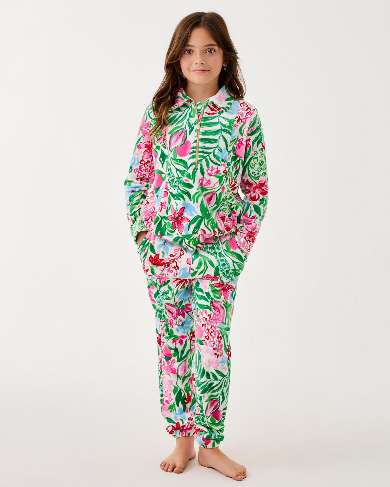 Mini Eleni Velour Pullove Multi Glowing Gardens