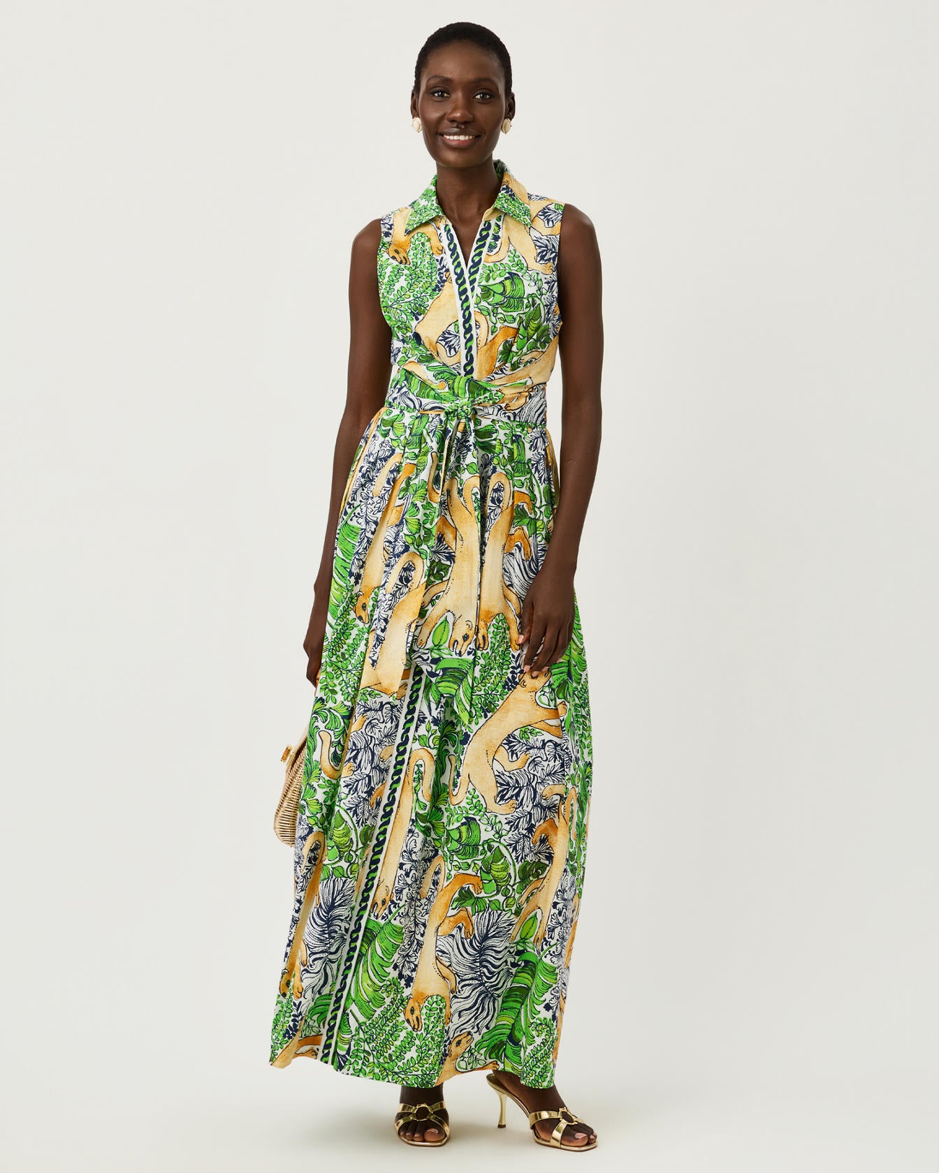 MARRIA STRETCH MAXI DRESS IN PALM PROWL