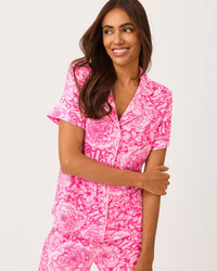 CRISPIN PJ BUTTON-UP TOP IN A ROSE BY ANY OTHER NAME