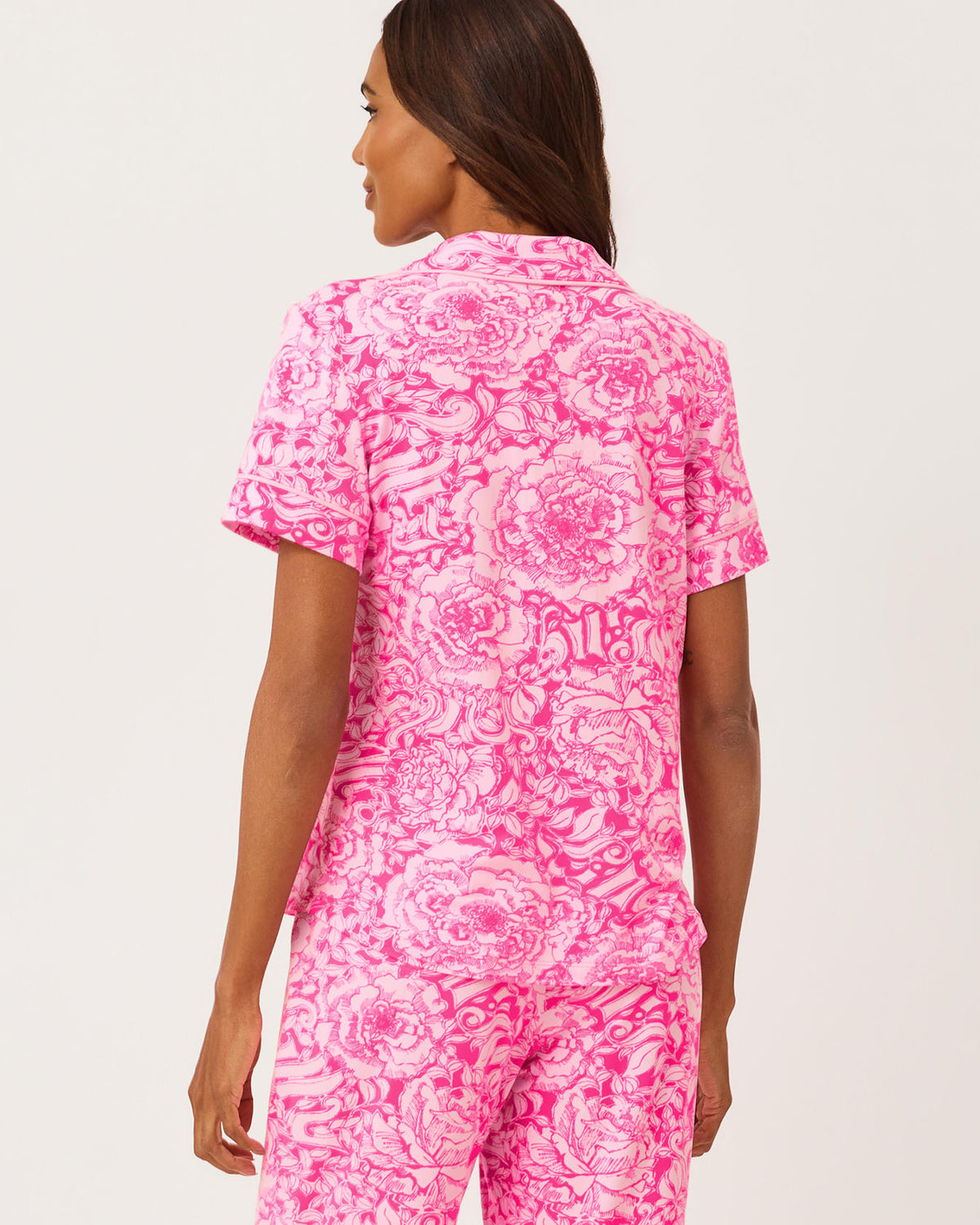 CRISPIN PJ BUTTON-UP TOP IN A ROSE BY ANY OTHER NAME