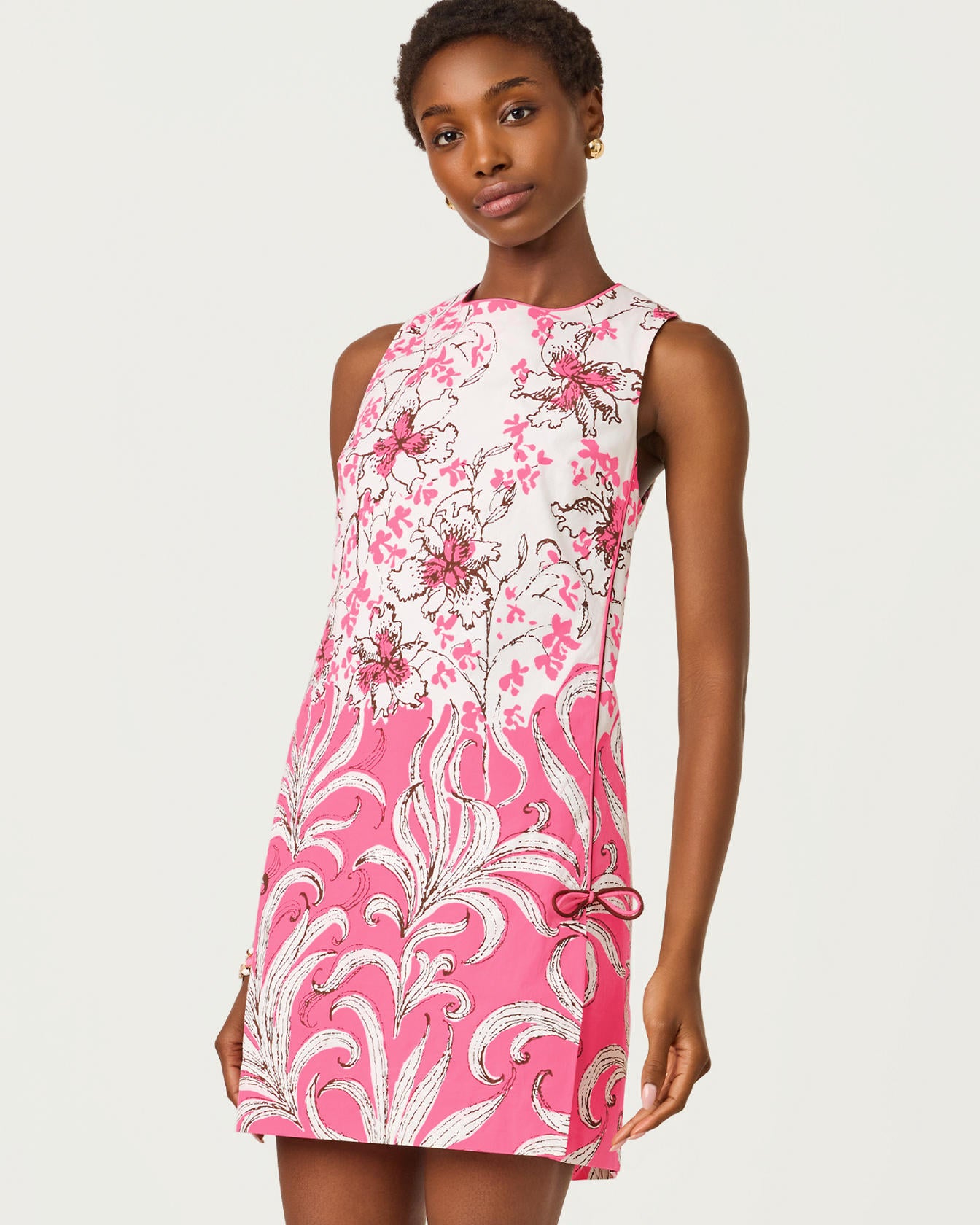 Ettie Stretch Shift Dress Confetti Pink Bumbley Buzz Overlay Engineered Woven Shift Dress