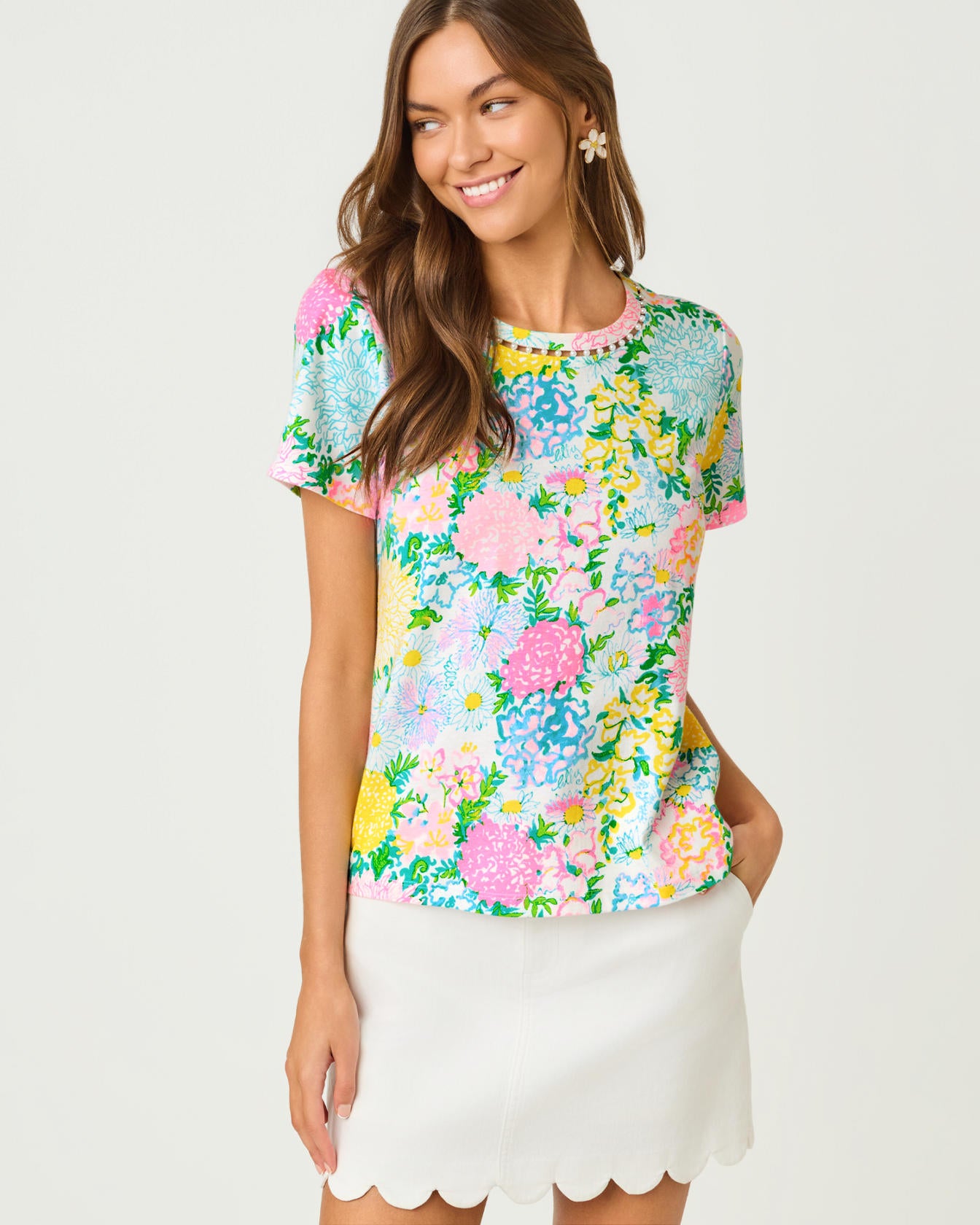 Clairmont Pearl Knit Top Multi Lilly Garden