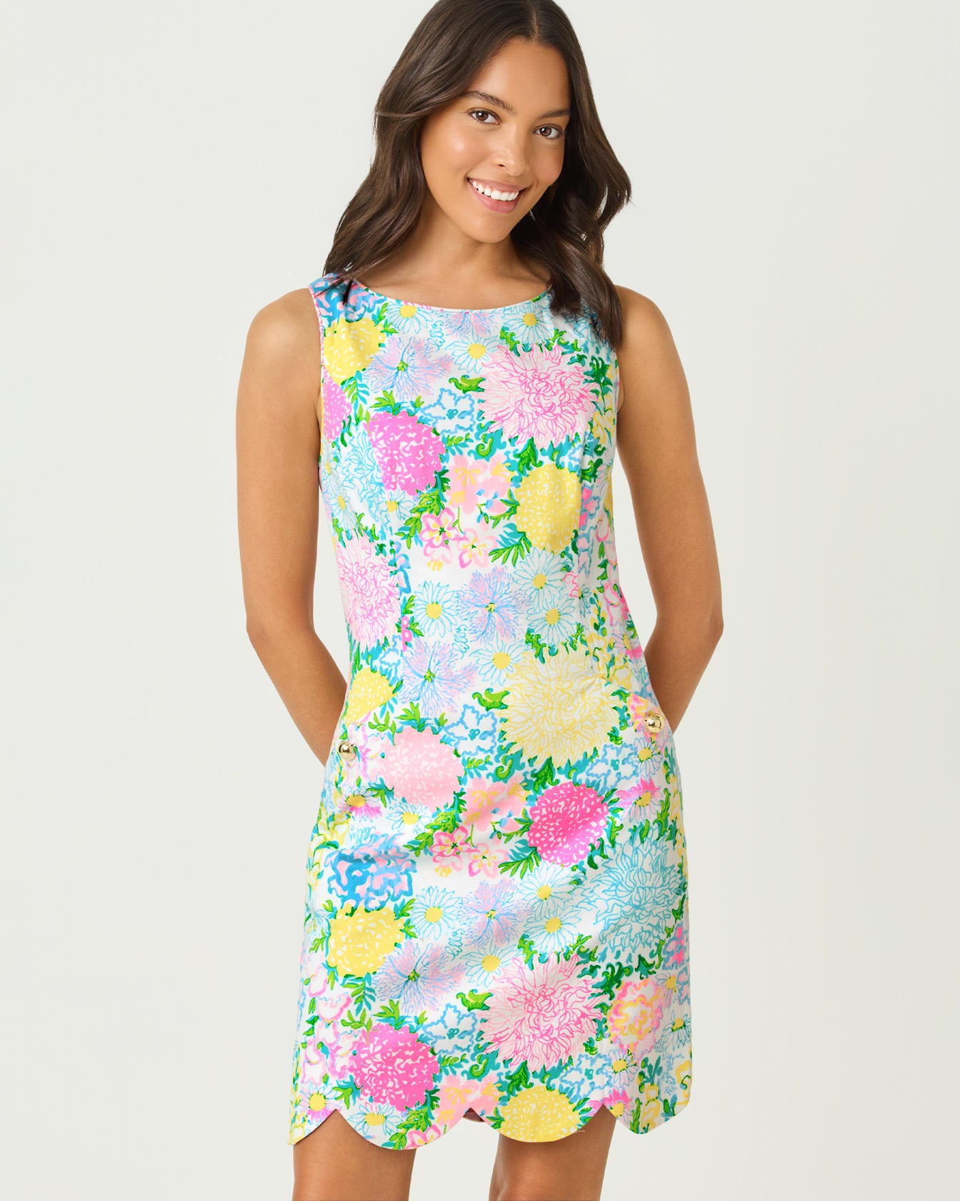 The Scallop Lilly Shift Dress Multi Lilly Garden