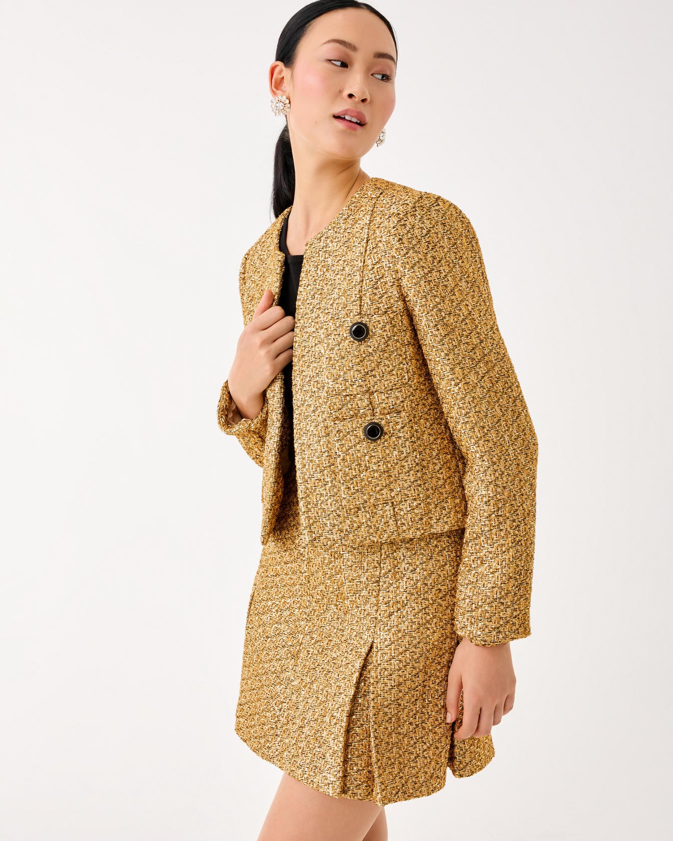 Rohana Boucle Jacket Gold Metallic Golden Glow Boucle