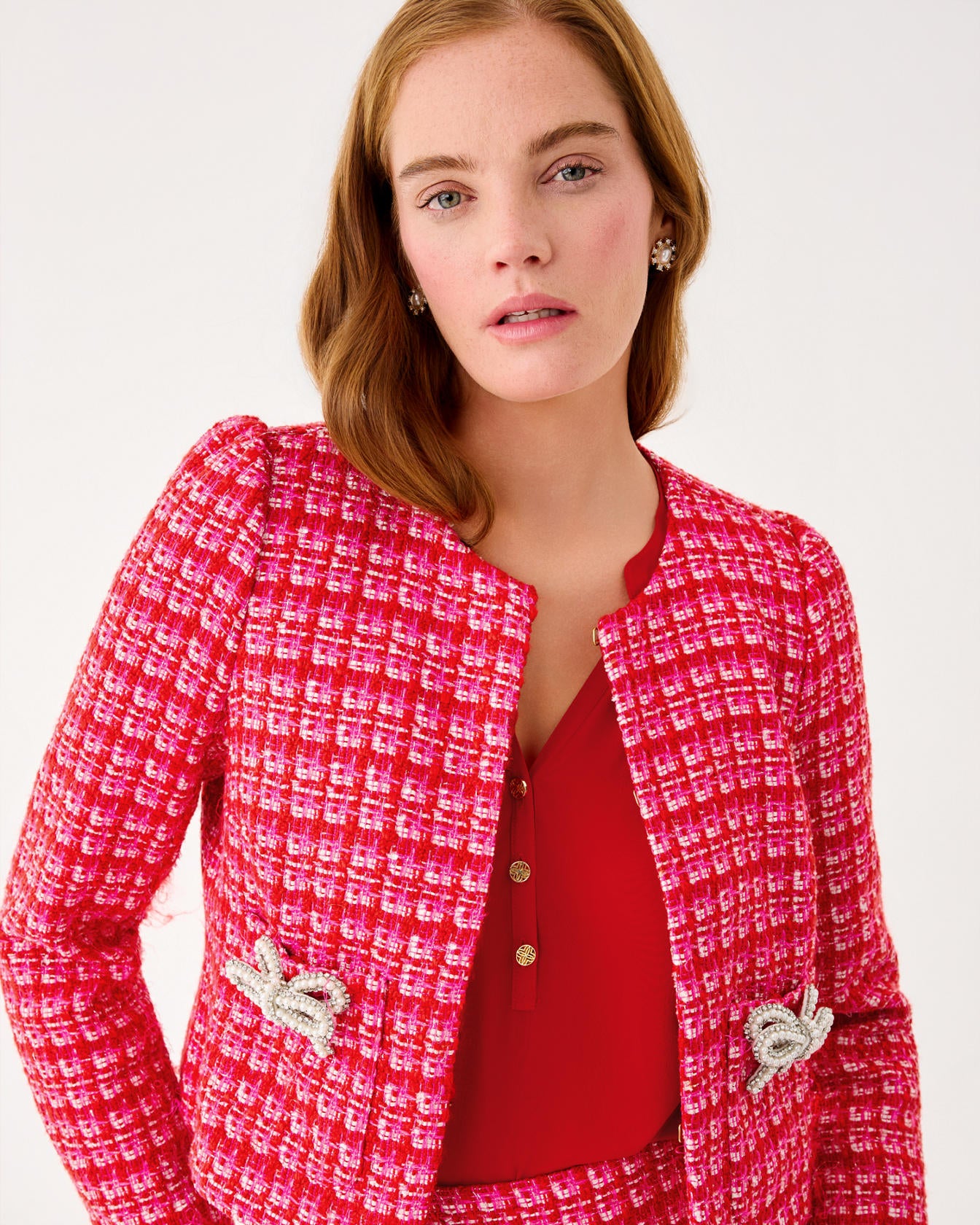 Kimia Boucle Jacket Cranberry Red Fiesta Boucle