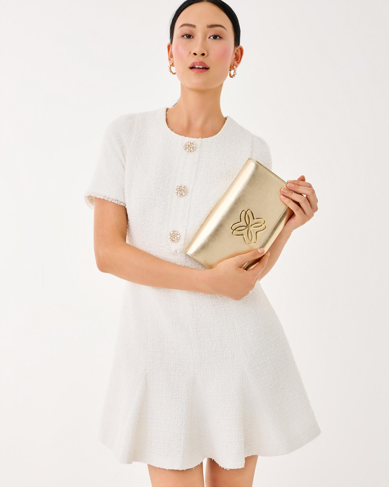 Geneva Boucle Dress Coconut Chic Chick Boucle