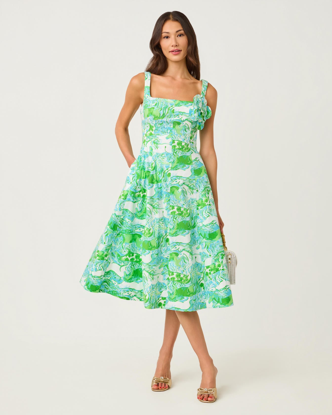 Nelly Stretch Midi Dress Capri Blue Galloping Gals