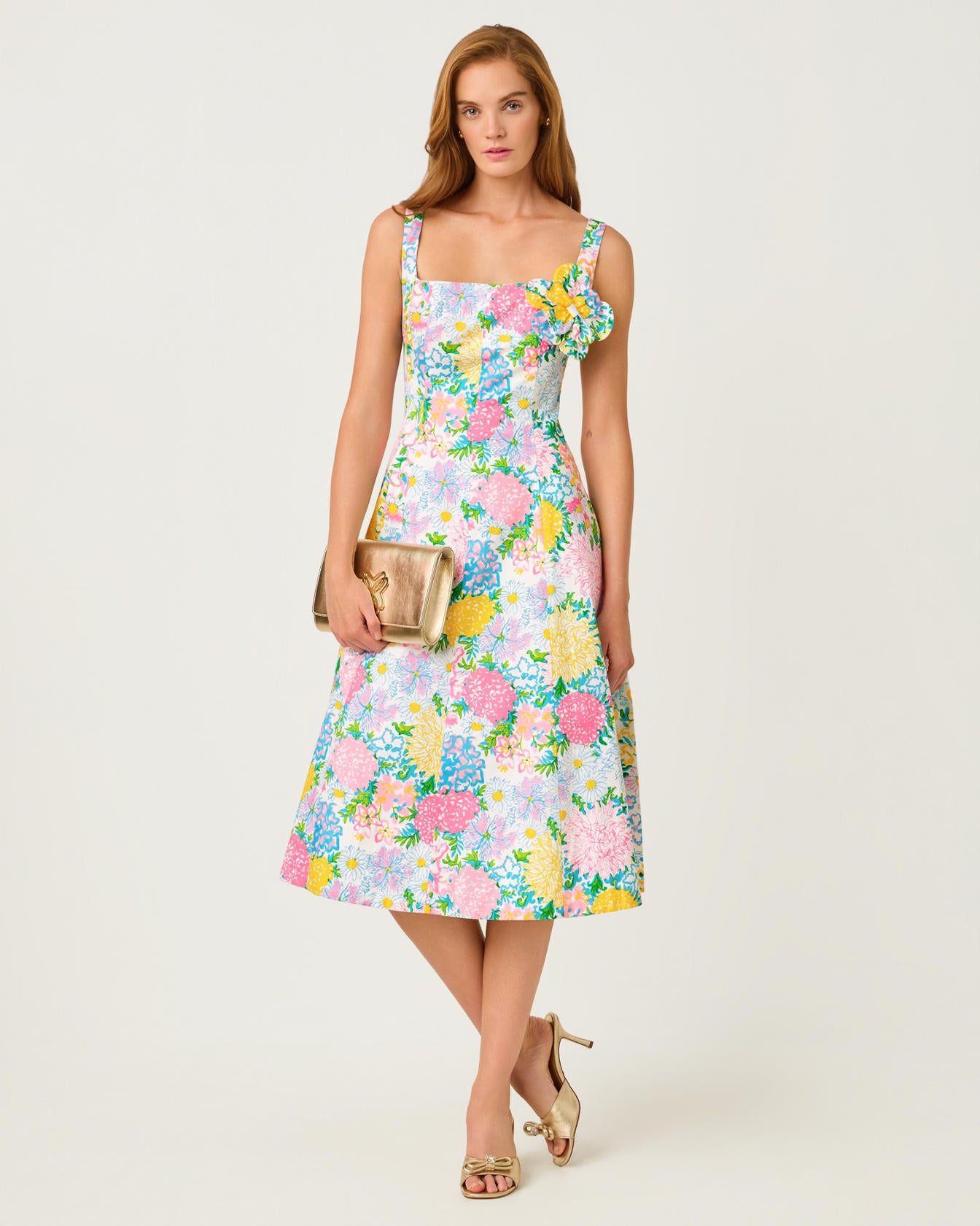 Nelly Stretch Midi Dress Multi Lilly Garden