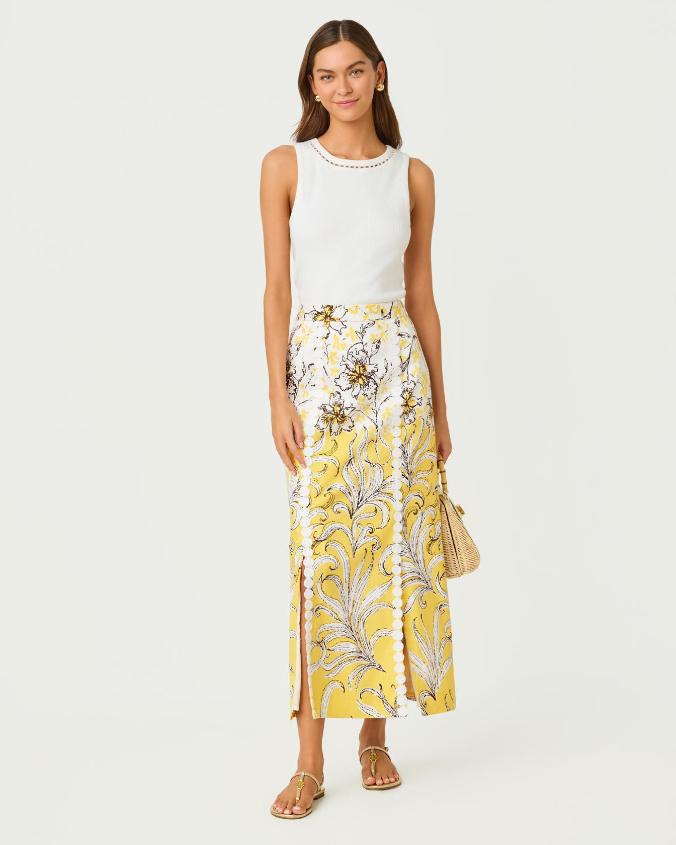 Bradley Maxi Skirt Estelle Yellow Bumbley Buzz Overlay Engineered Skirt