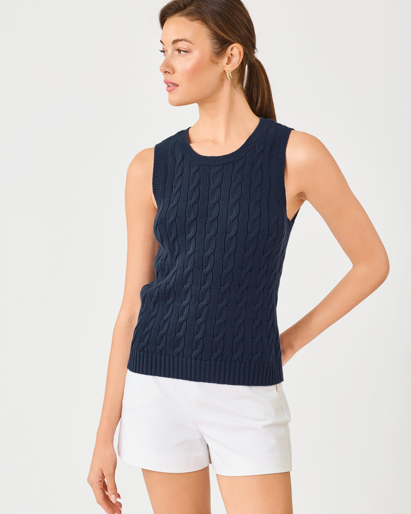 BROCKTON CREW NECK SWEATER TANK IN LOW TIDE NAVY