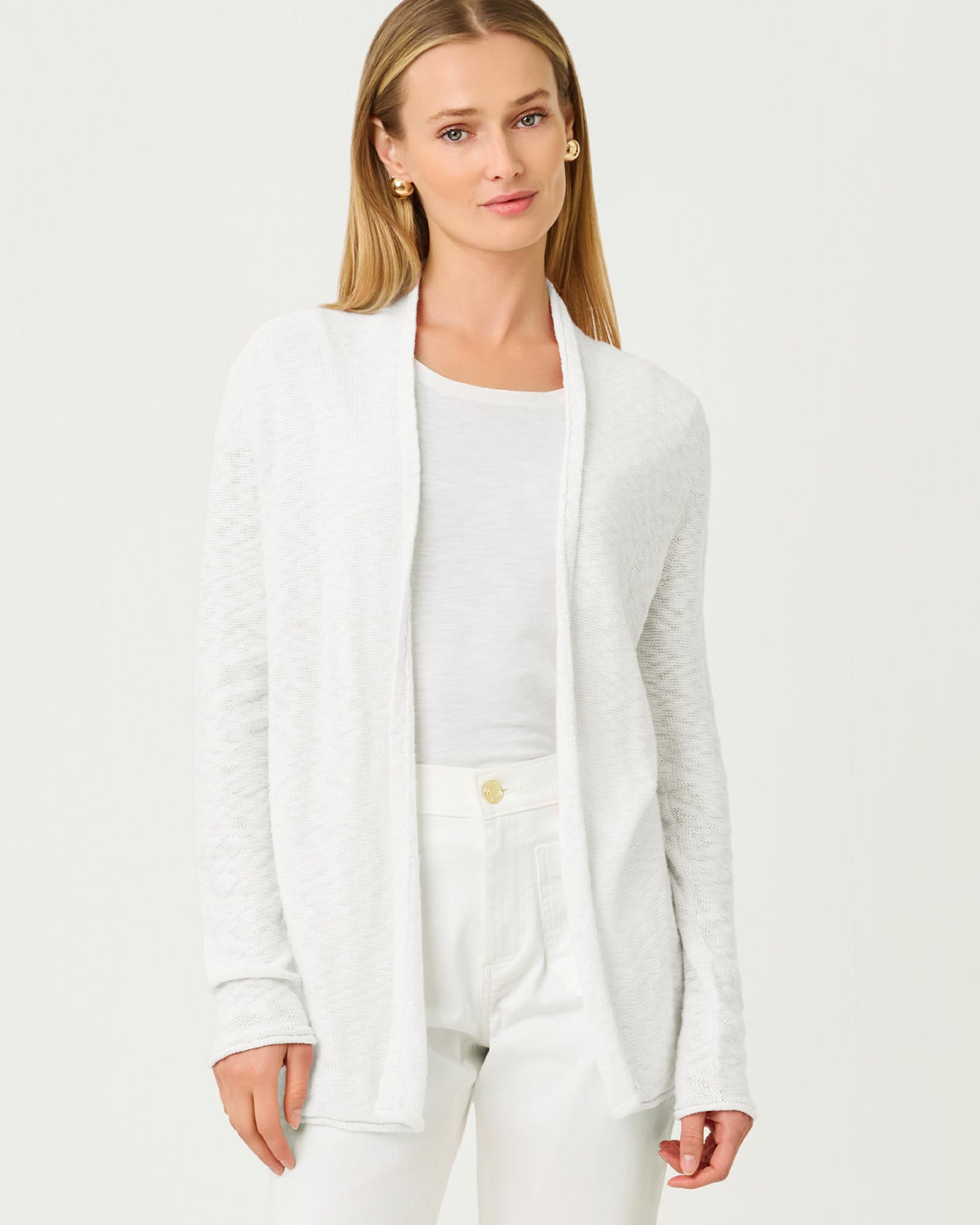 Faretta Long Length Cardi Resort White