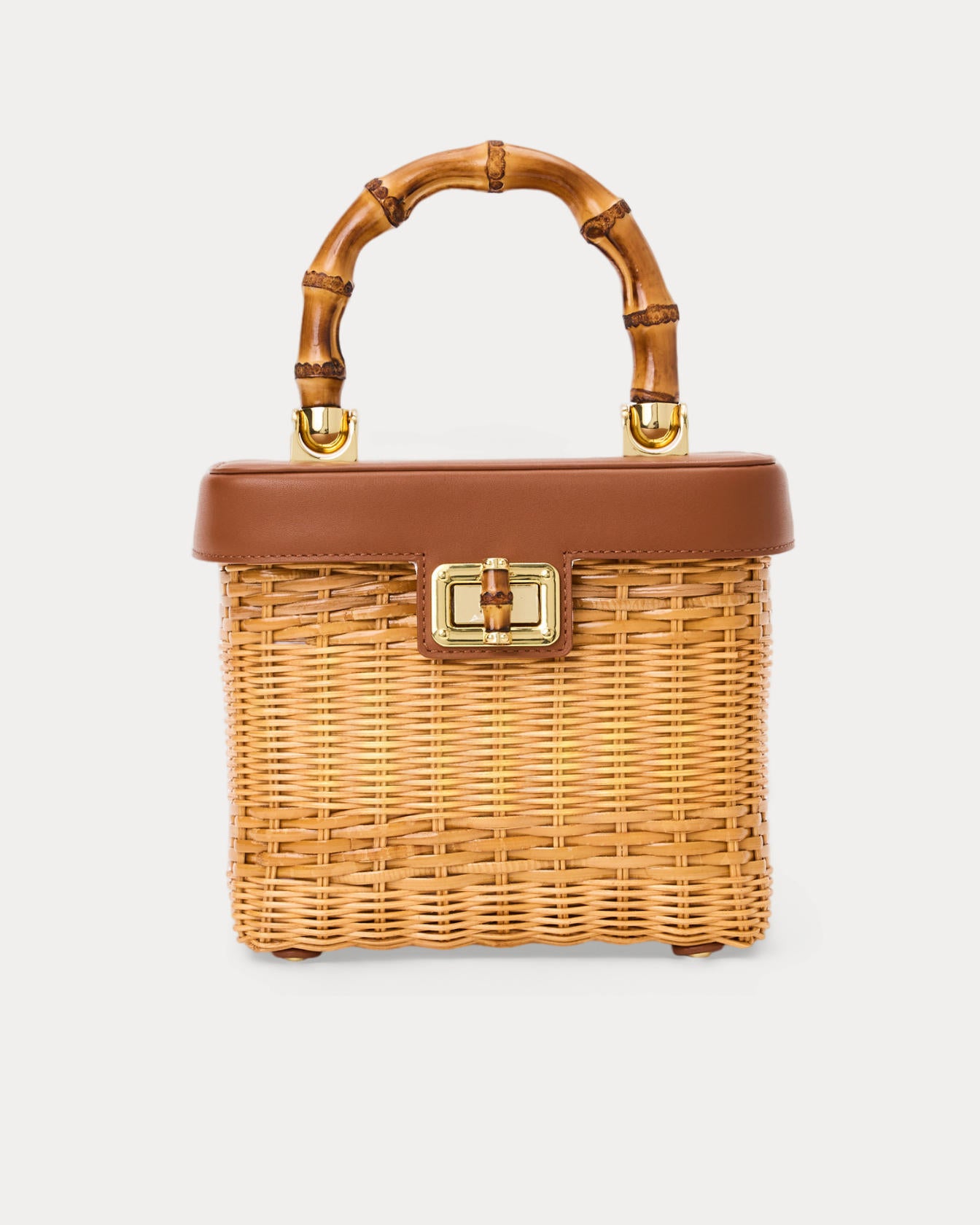 Sienna Top Handle Wicker Bag In Honey
