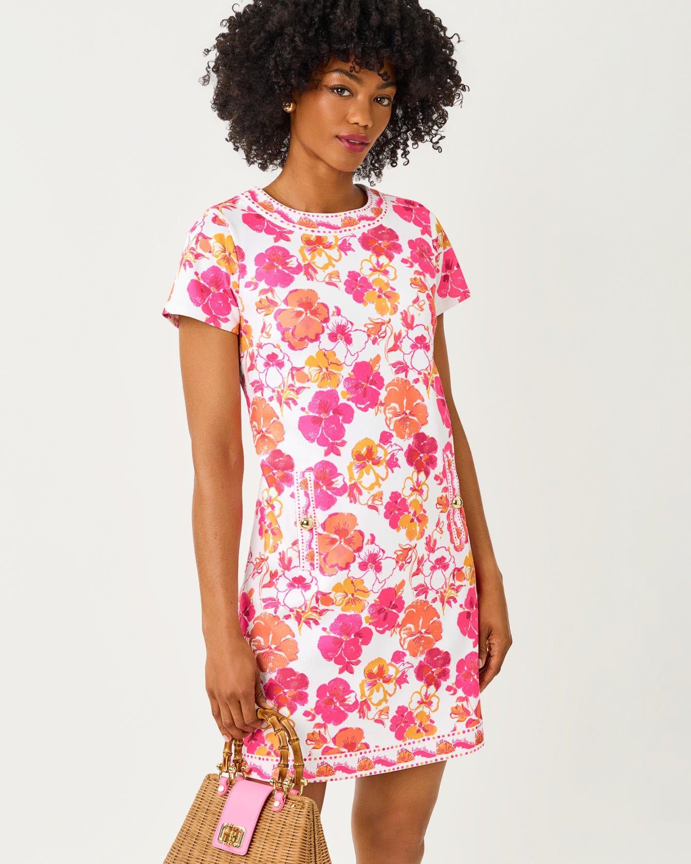 Linnea Shift Dress In Pansy Fansy Engineered Knit Shift