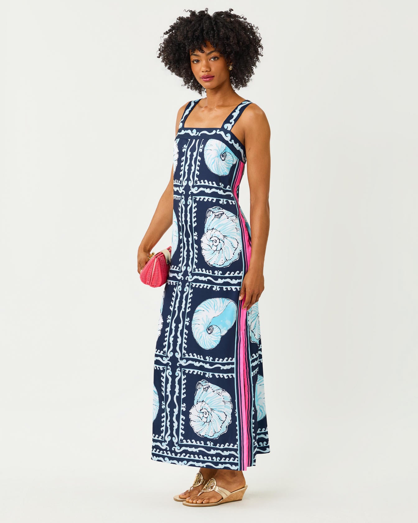 Casandra Maxi Dress In Shell Shine Engineered Woven Maxi