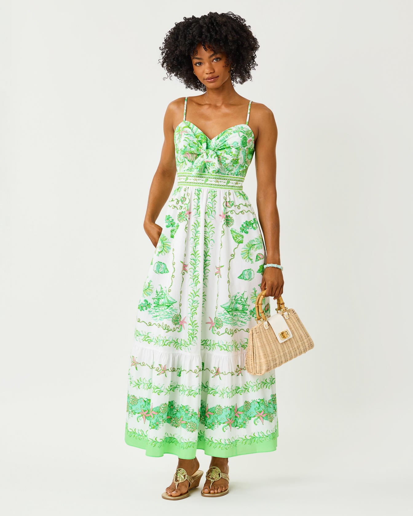 Janae Maxi Dress In Ship To Shore Engineered Woven Maxi